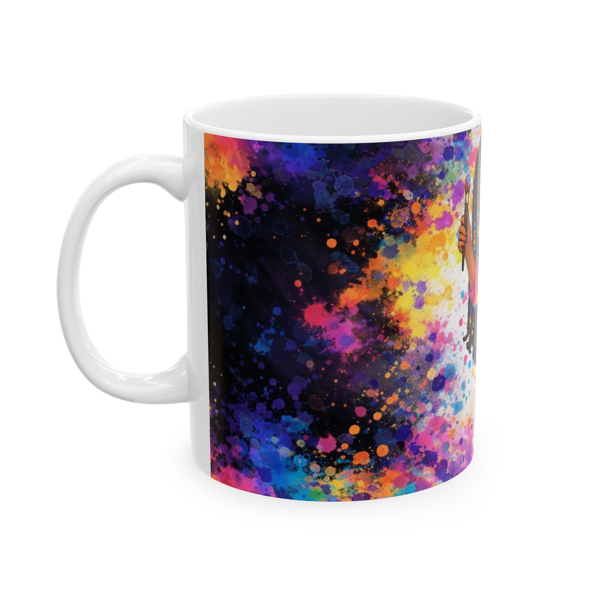 The Muse Creative Chaos Ceramic Mug (11oz) – Full Wrap Paint Splatter Design