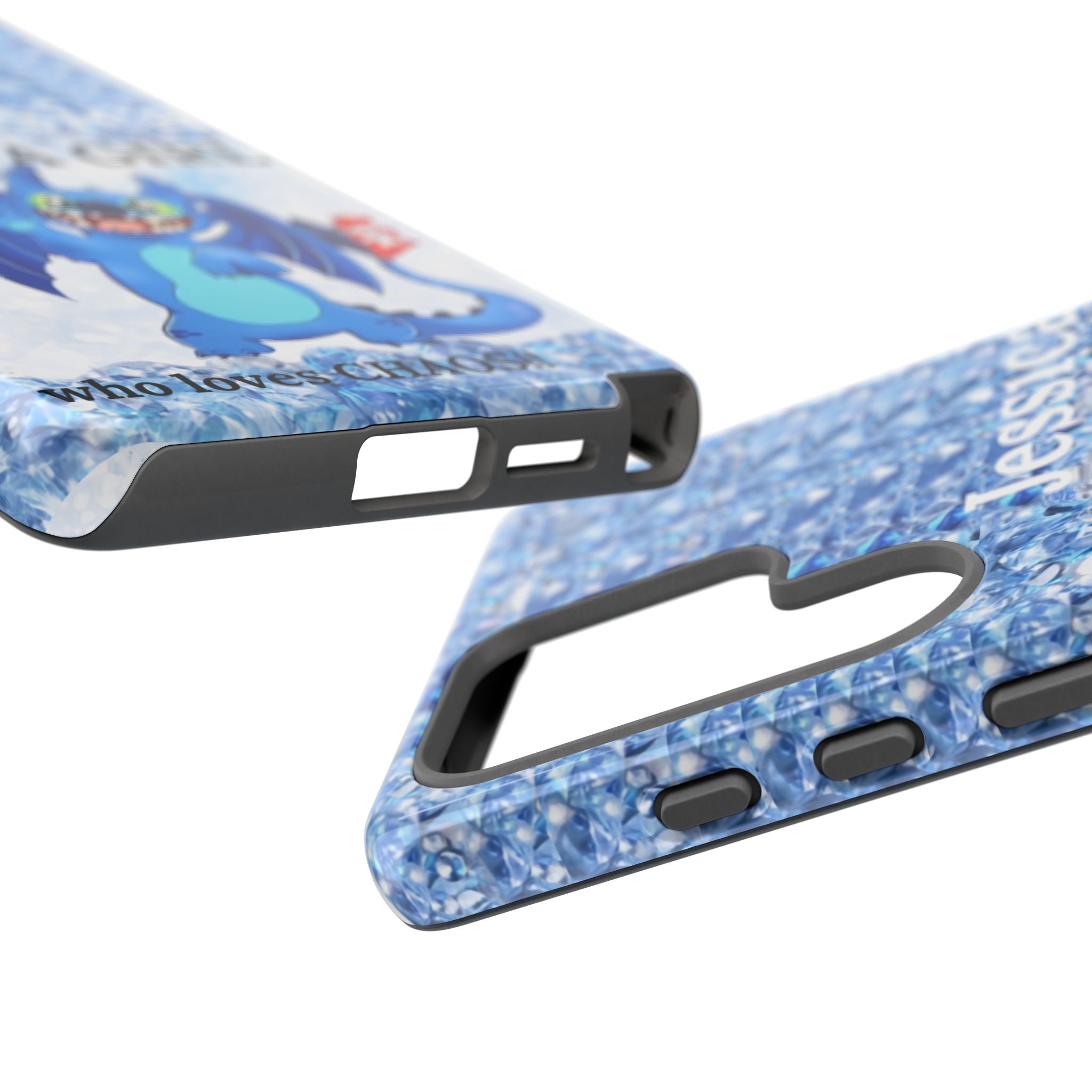 Personalized 'Jessica Just a Girl Who Loves Chaos' Blue Dragon Phone Case