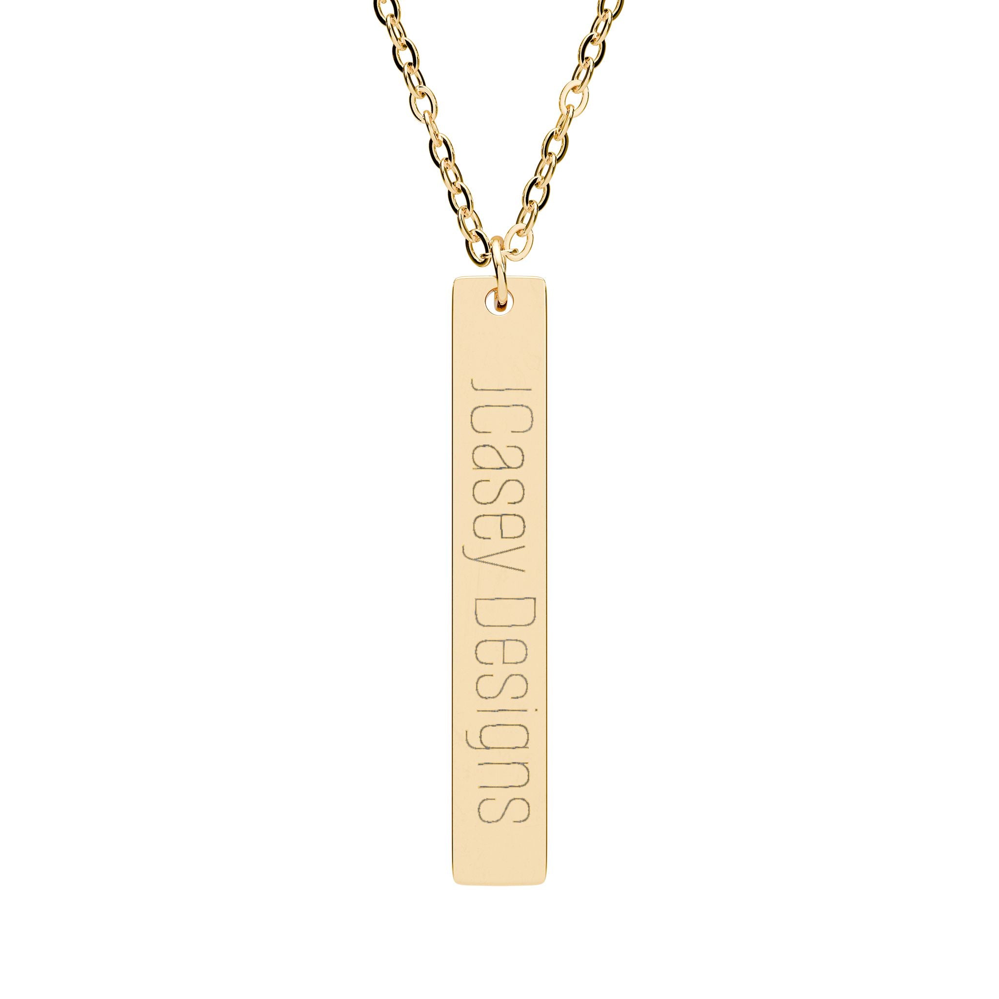 Engraved Vertical Bar Necklace — Personalized Morse Code Pendant