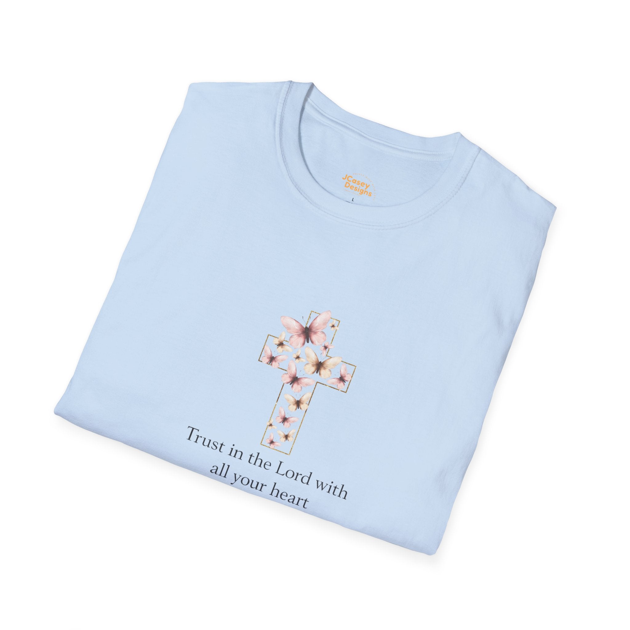 Floral Cross Scripture Tee — Trust in the Lord Christian T-Shirt