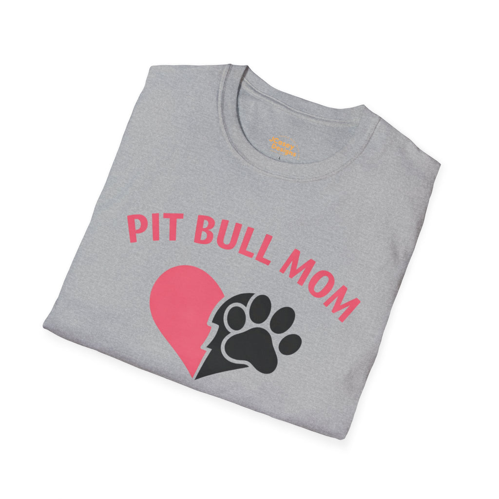 Pit Bull Mom T-Shirt — “Full Heart, Strong Love” Paw & Heart Tee