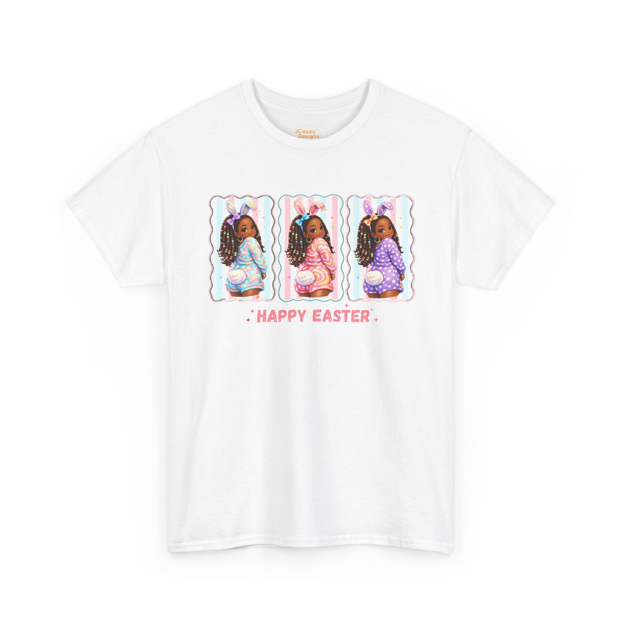 Easter Retro Portrait Tee — "Happy Easter" Pastel Graphic T-Shirt