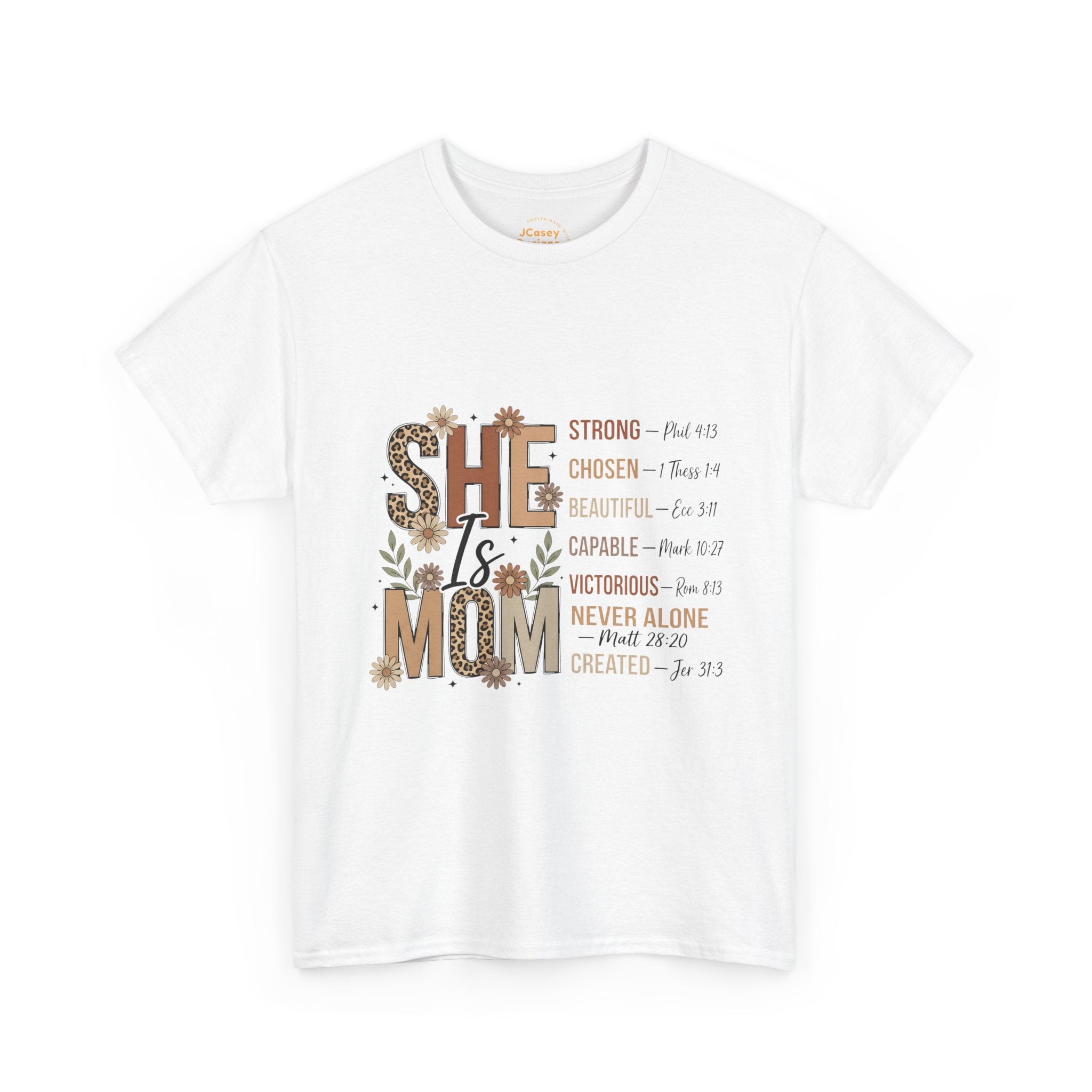 She Is Mom T-Shirt — Inspirational Christian Mama Tee ("She Is Mom" with Scripture References)