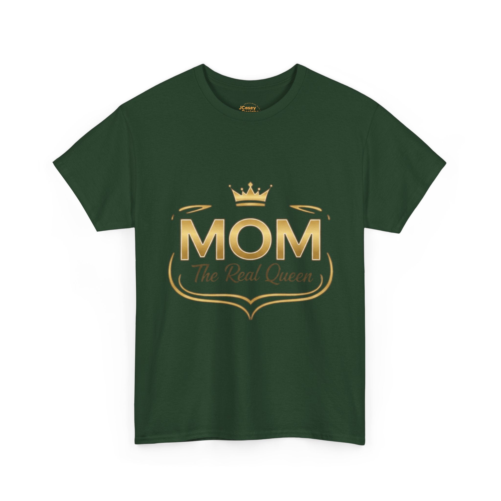 Mom The Real Queen T-Shirt – Gold Crown Mother’s Day Tee (“My Heart Is Full” on Back)