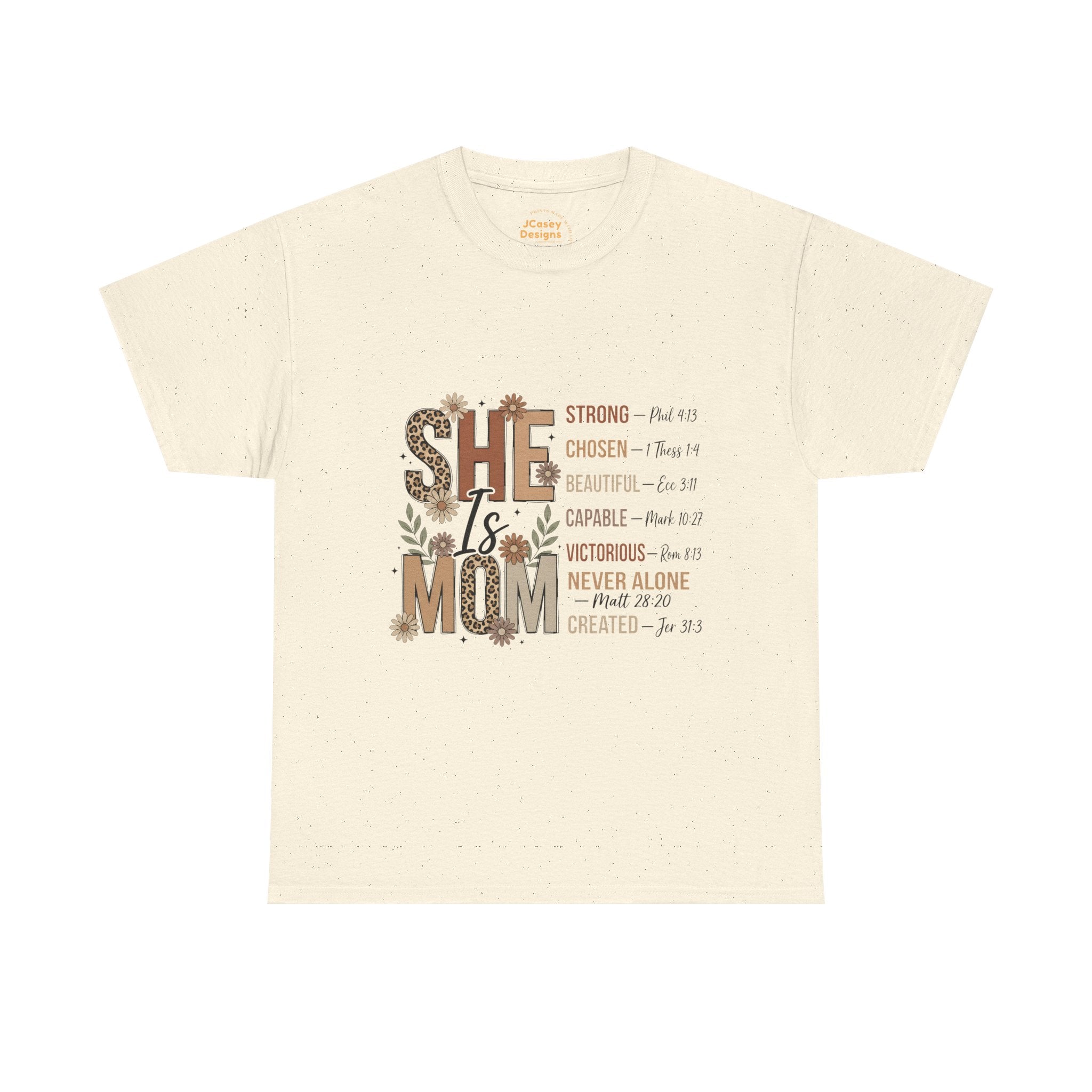 She Is Mom T-Shirt — Inspirational Christian Mama Tee ("She Is Mom" with Scripture References)