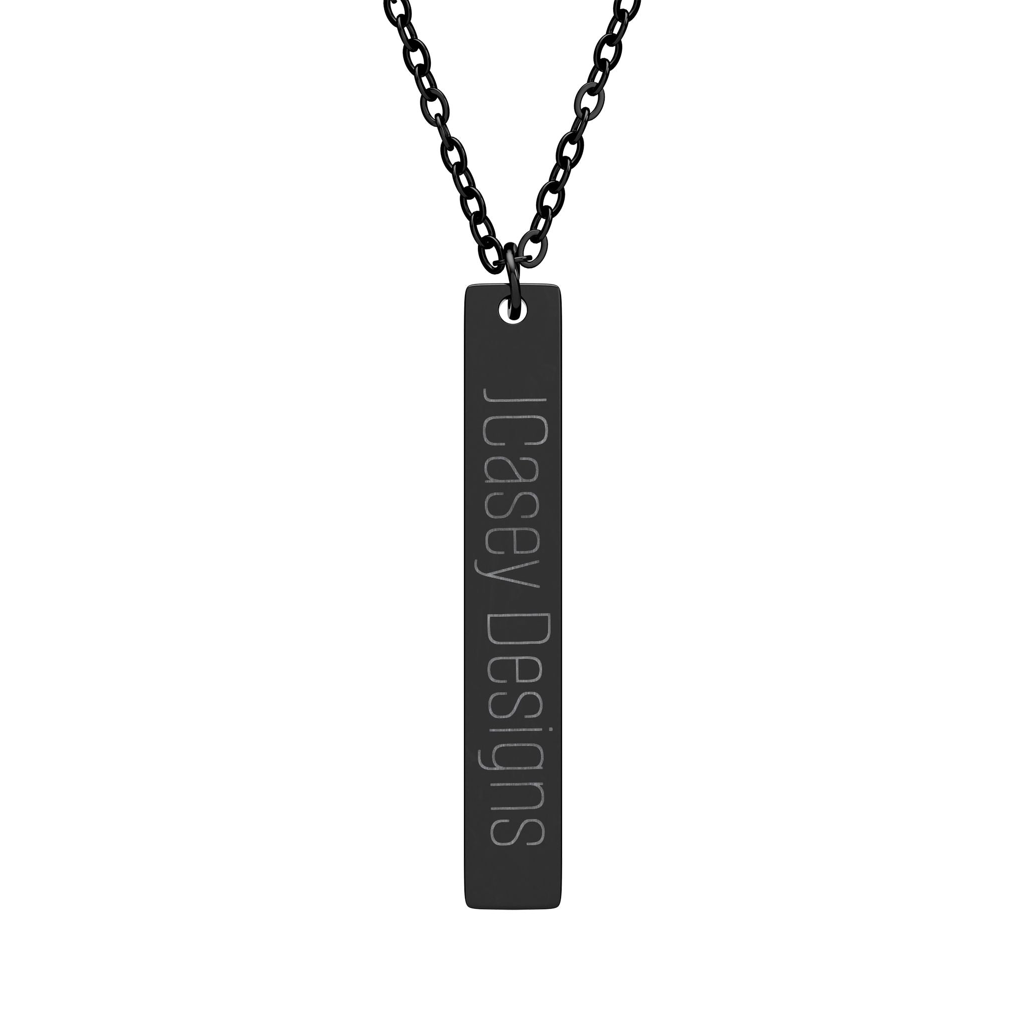 Engraved Vertical Bar Necklace — Personalized Morse Code Pendant