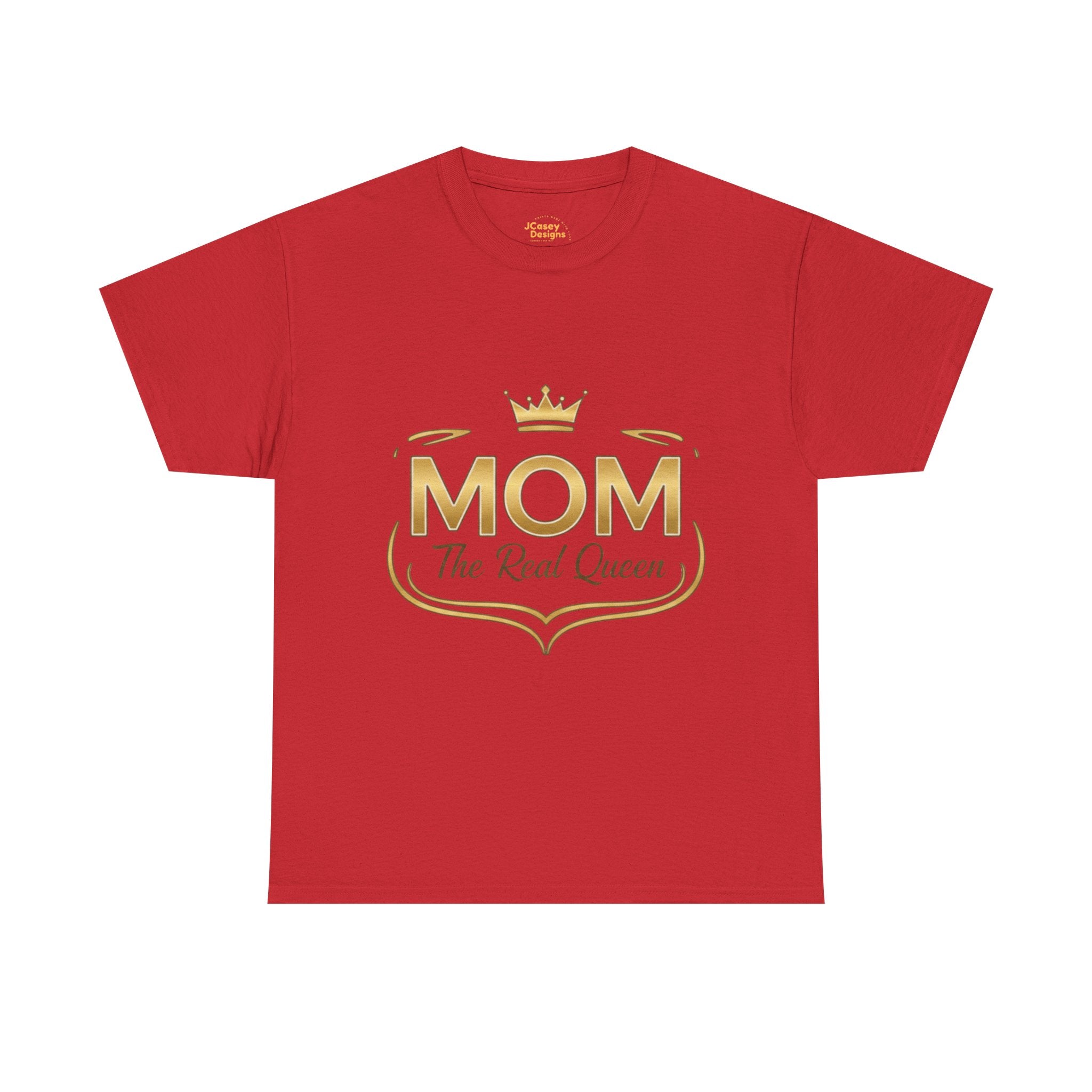 Mom The Real Queen T-Shirt – Gold Crown Mother’s Day Tee (“My Heart Is Full” on Back)