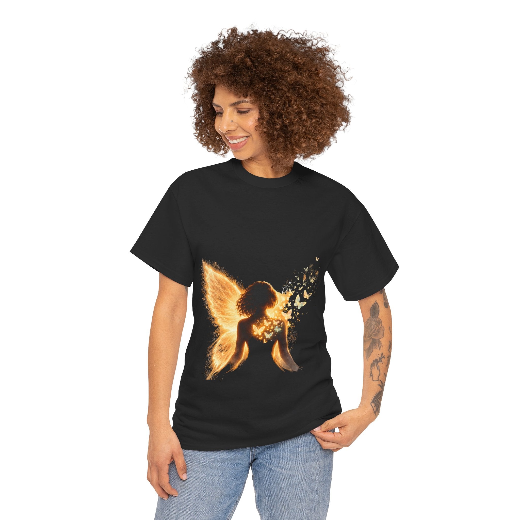 Golden Fairy T-Shirt — Glowing Butterfly Pixie Graphic Tee