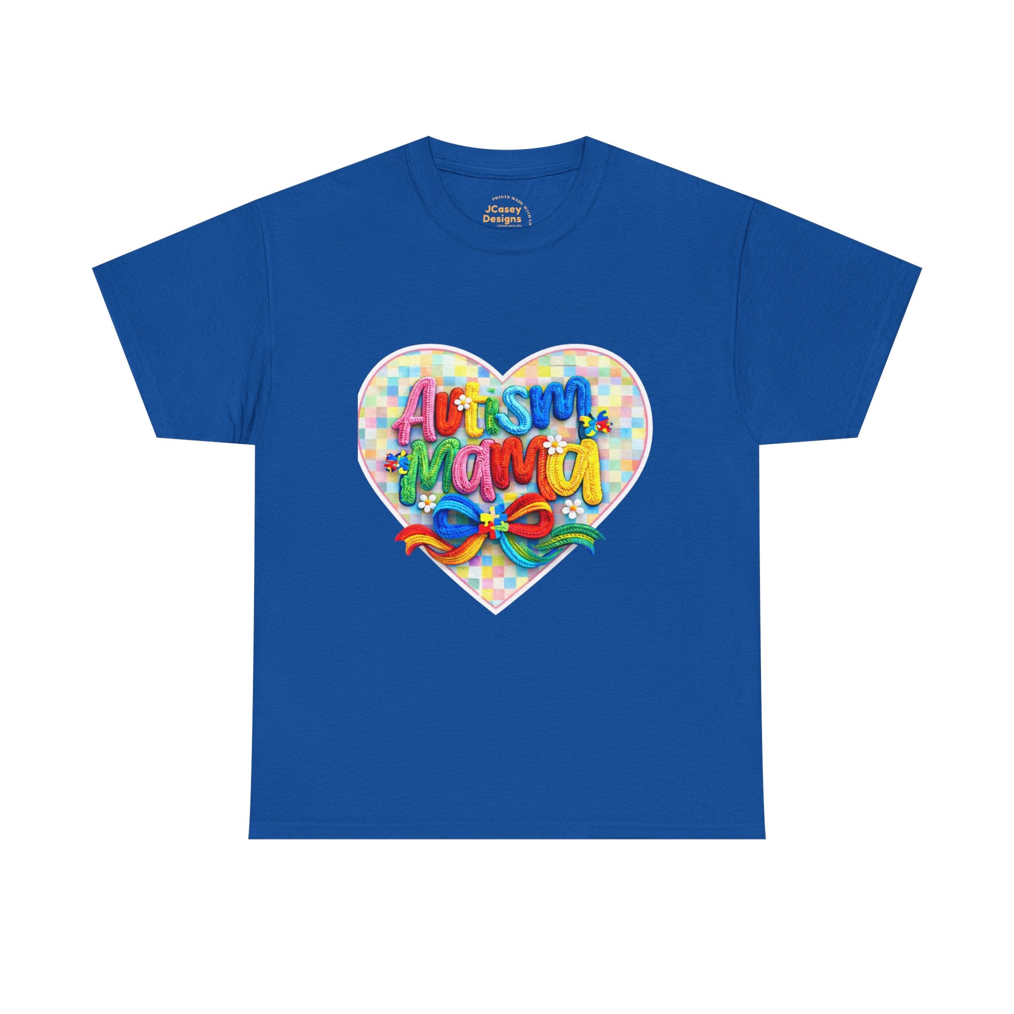 Autism Mama Heart T-Shirt — Colorful Puzzle Ribbon Pride Tee