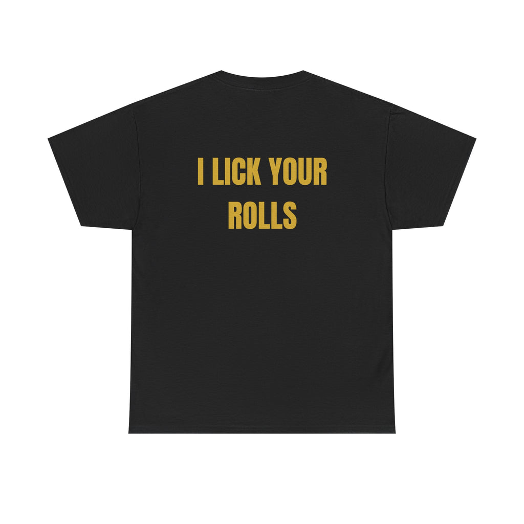 Graphic Tee — 'I Lick Your Rolls' Retro Hip-Hop Portrait T-Shirt