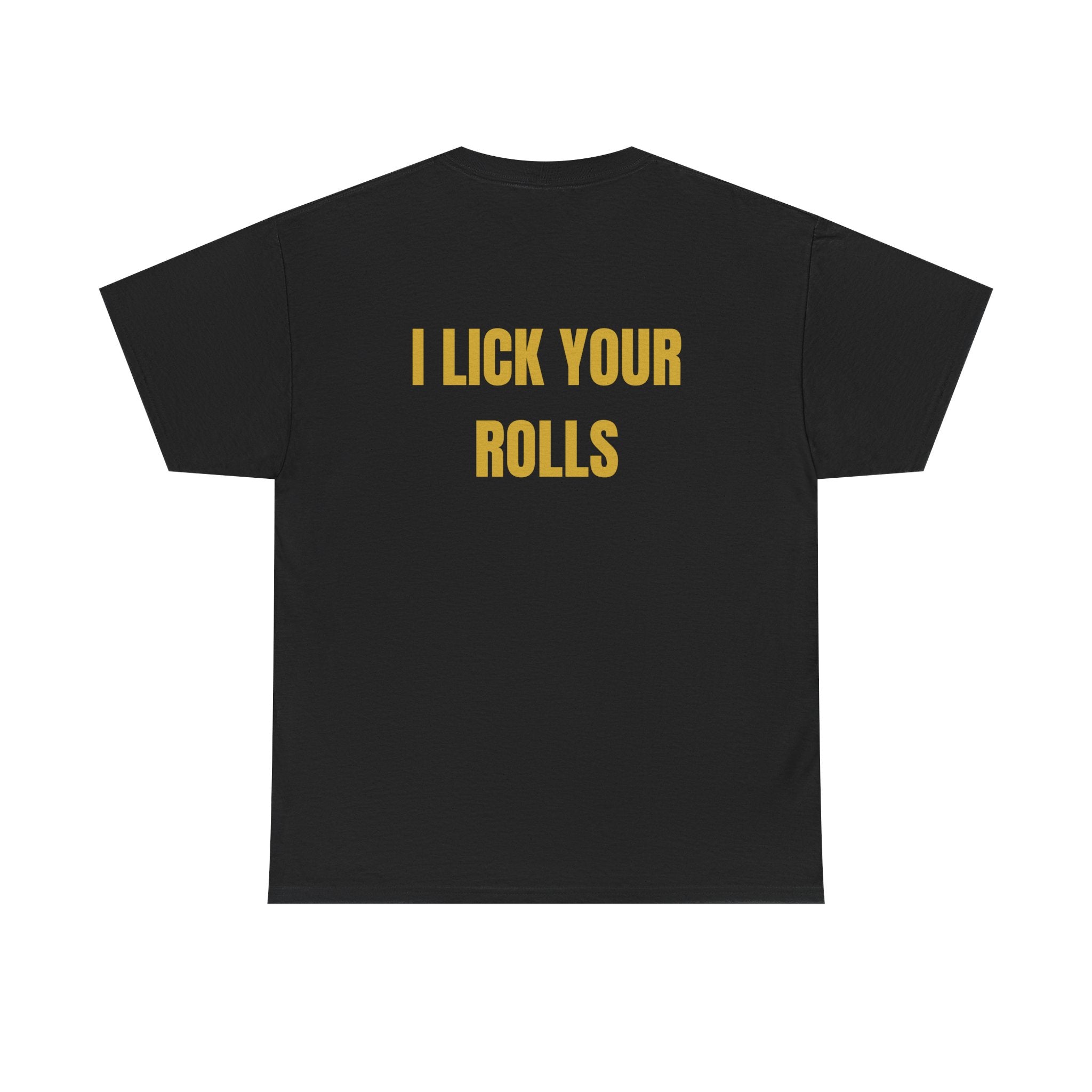 Graphic Tee — 'I Lick Your Rolls' Retro Hip-Hop Portrait T-Shirt
