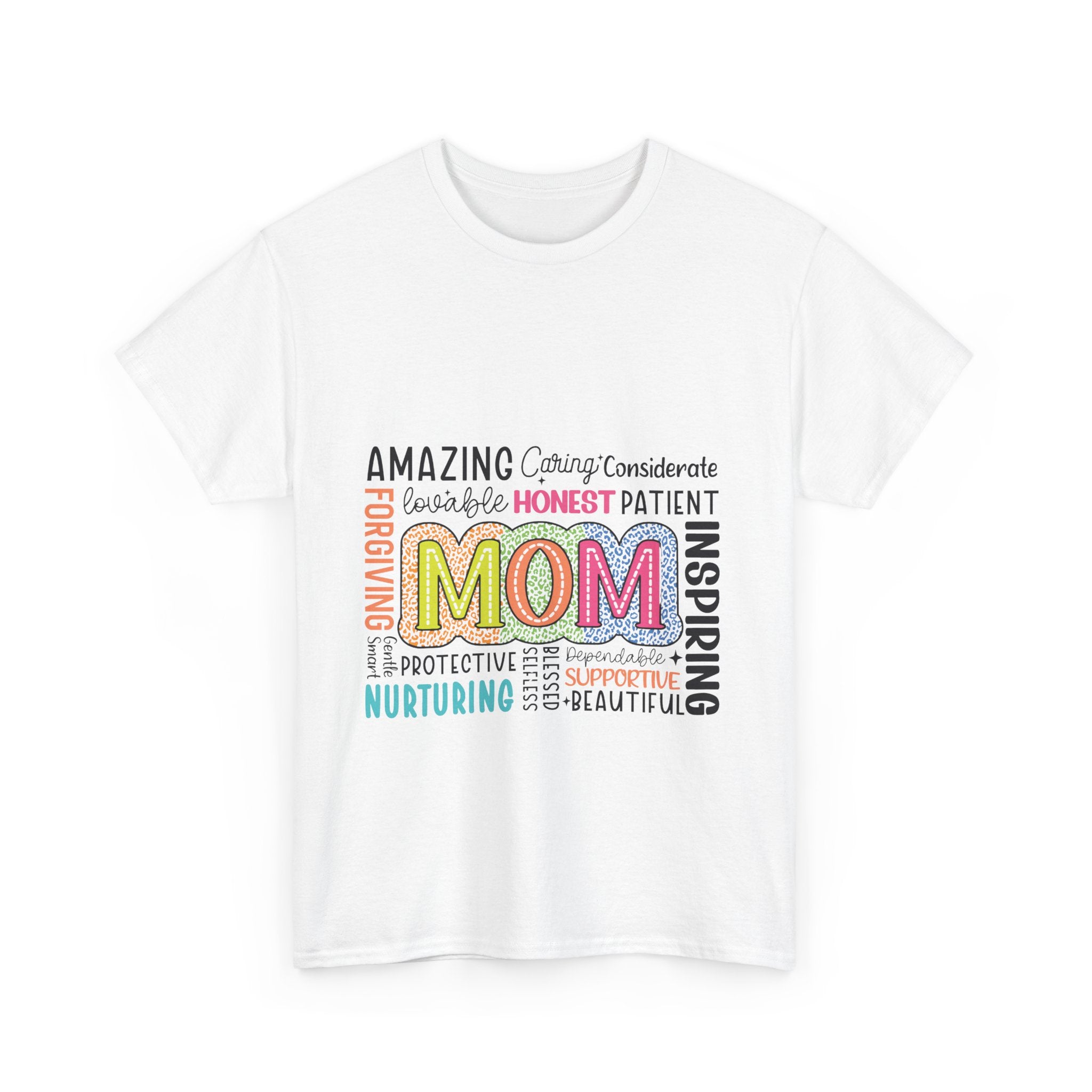Mom Word Cloud T-Shirt – Colorful 'MOM' Typography Gift for Mother's Day