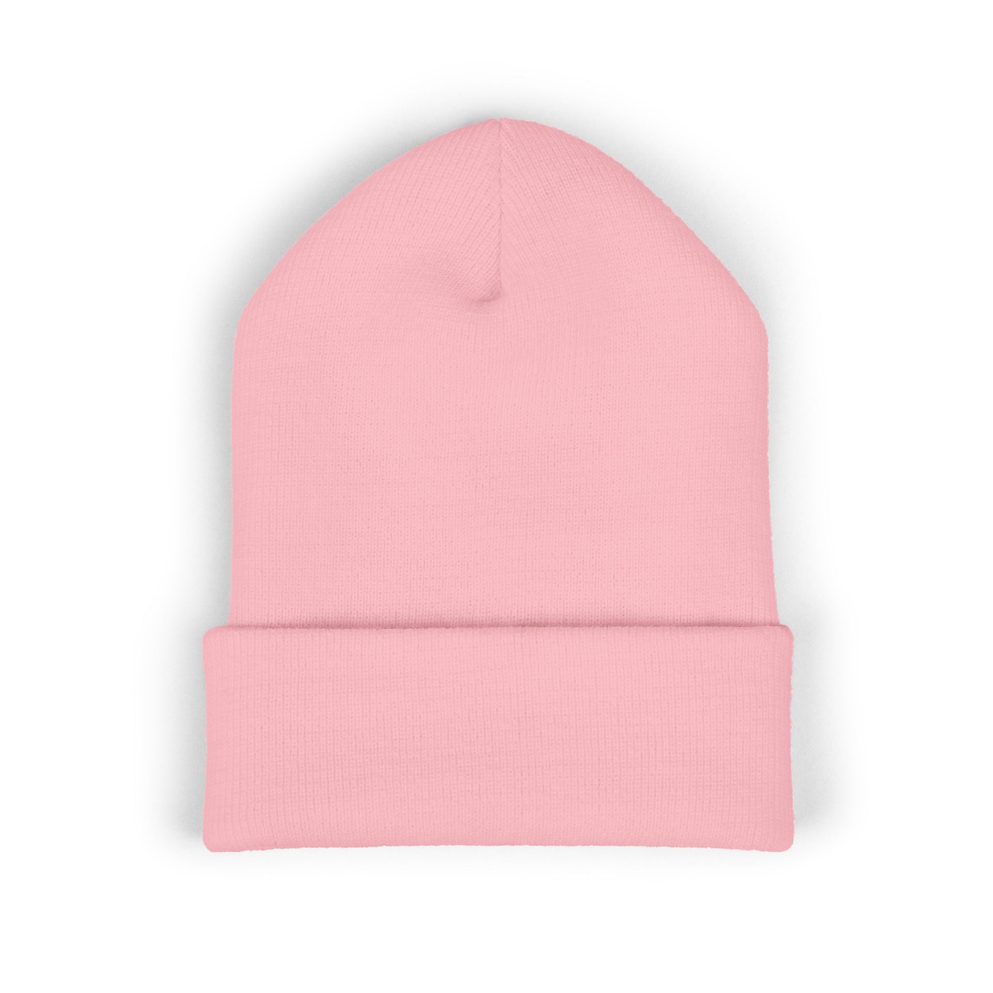 The Muse Embroidered Cuffed Beanie — Gold Script Knit Hat