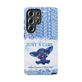 Phone Case - "Just a Girl Who Loves Chaos" Cute Blue Creature Sparkle Design