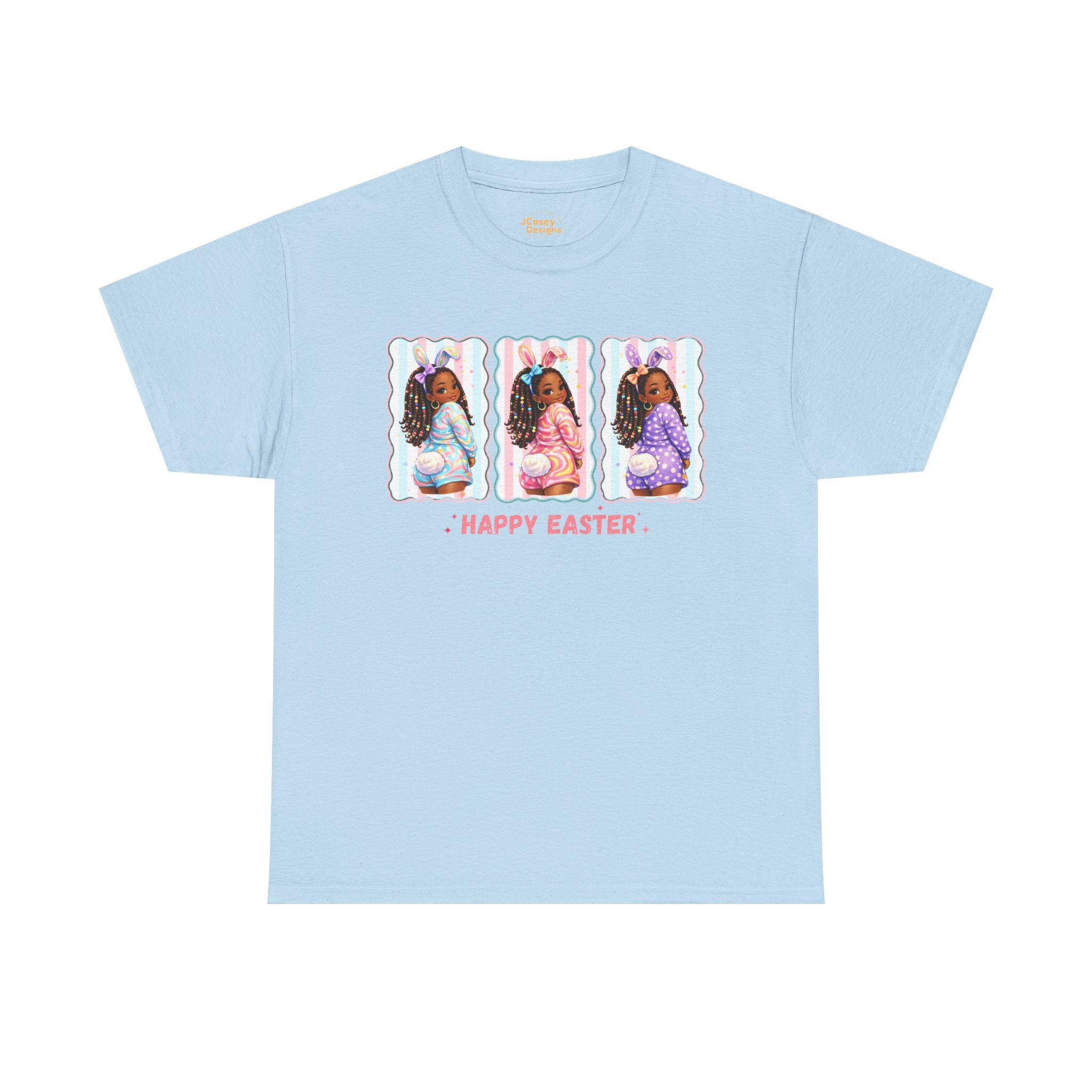 Easter Retro Portrait Tee — "Happy Easter" Pastel Graphic T-Shirt