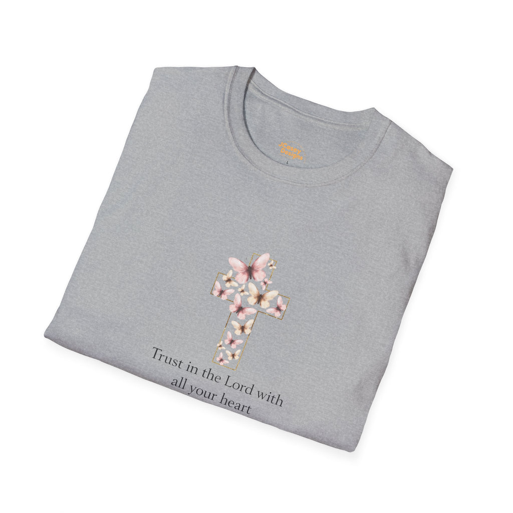 Floral Cross Scripture Tee — Trust in the Lord Christian T-Shirt