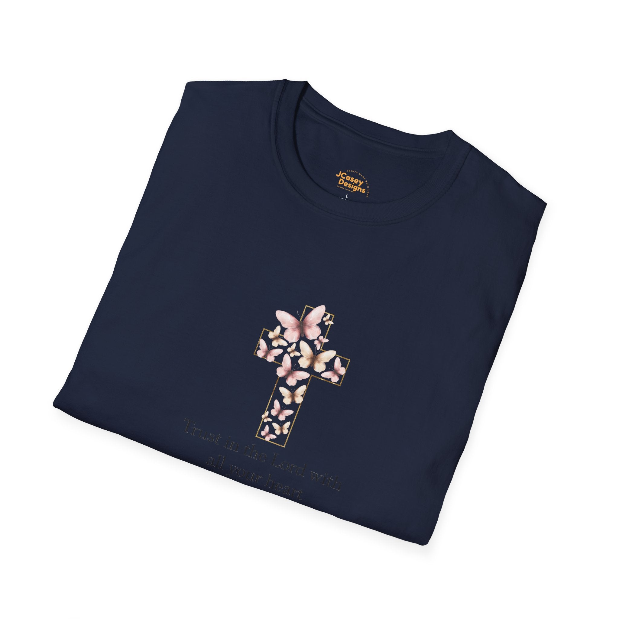 Floral Cross Scripture Tee — Trust in the Lord Christian T-Shirt
