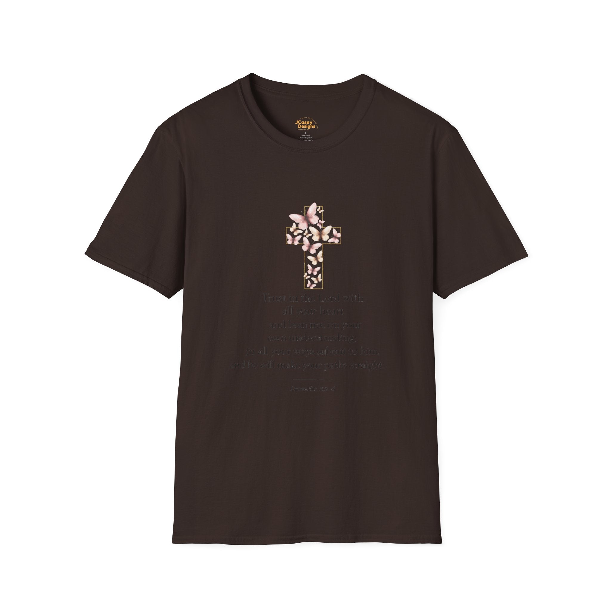 Floral Cross Scripture Tee — Trust in the Lord Christian T-Shirt