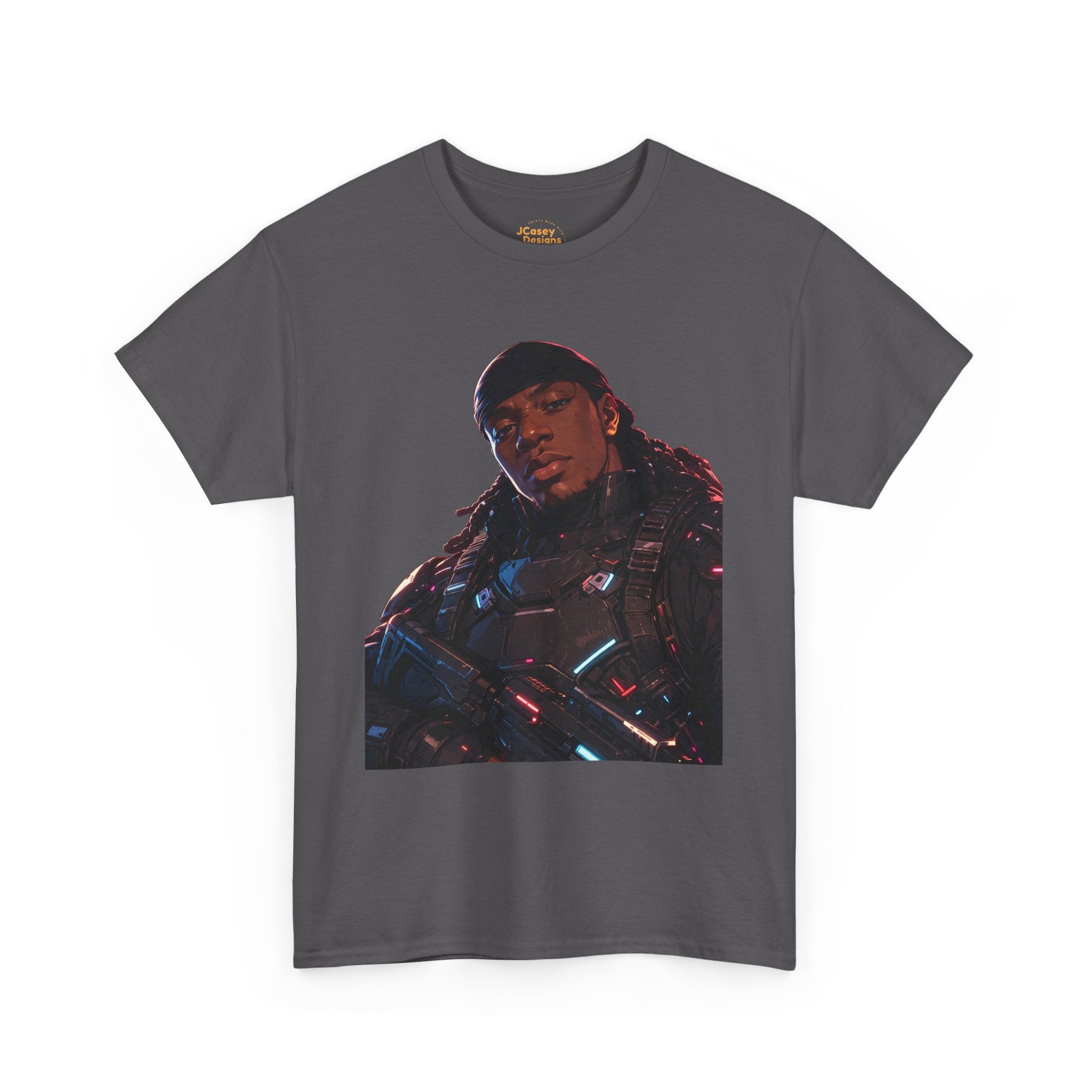 Novak Graphic Tee — Futuristic Soldier Portrait T-Shirt