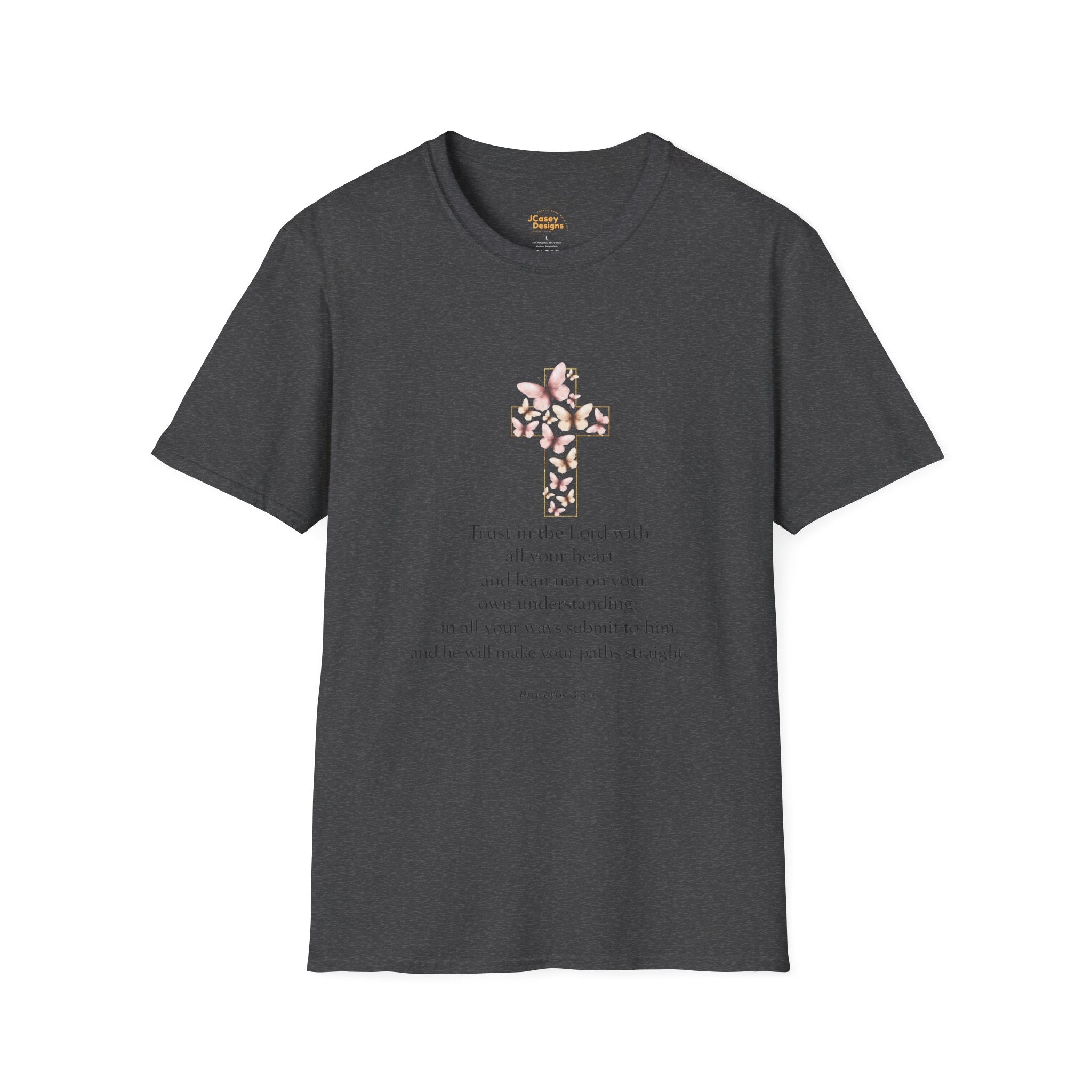 Floral Cross Scripture Tee — Trust in the Lord Christian T-Shirt