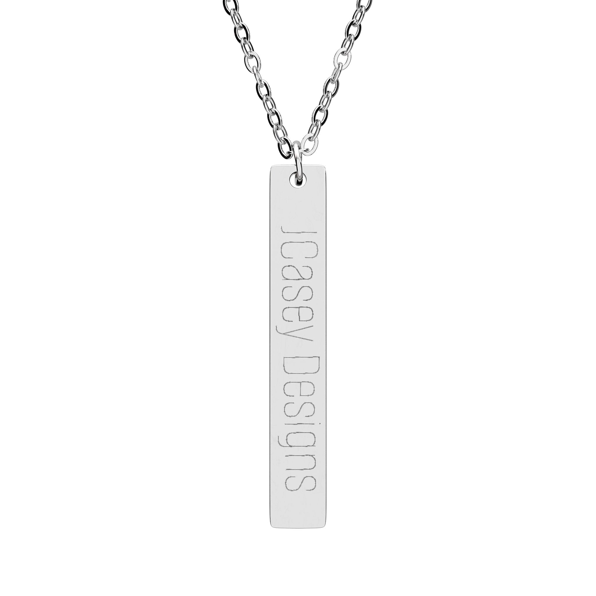 Engraved Vertical Bar Necklace — Personalized Morse Code Pendant