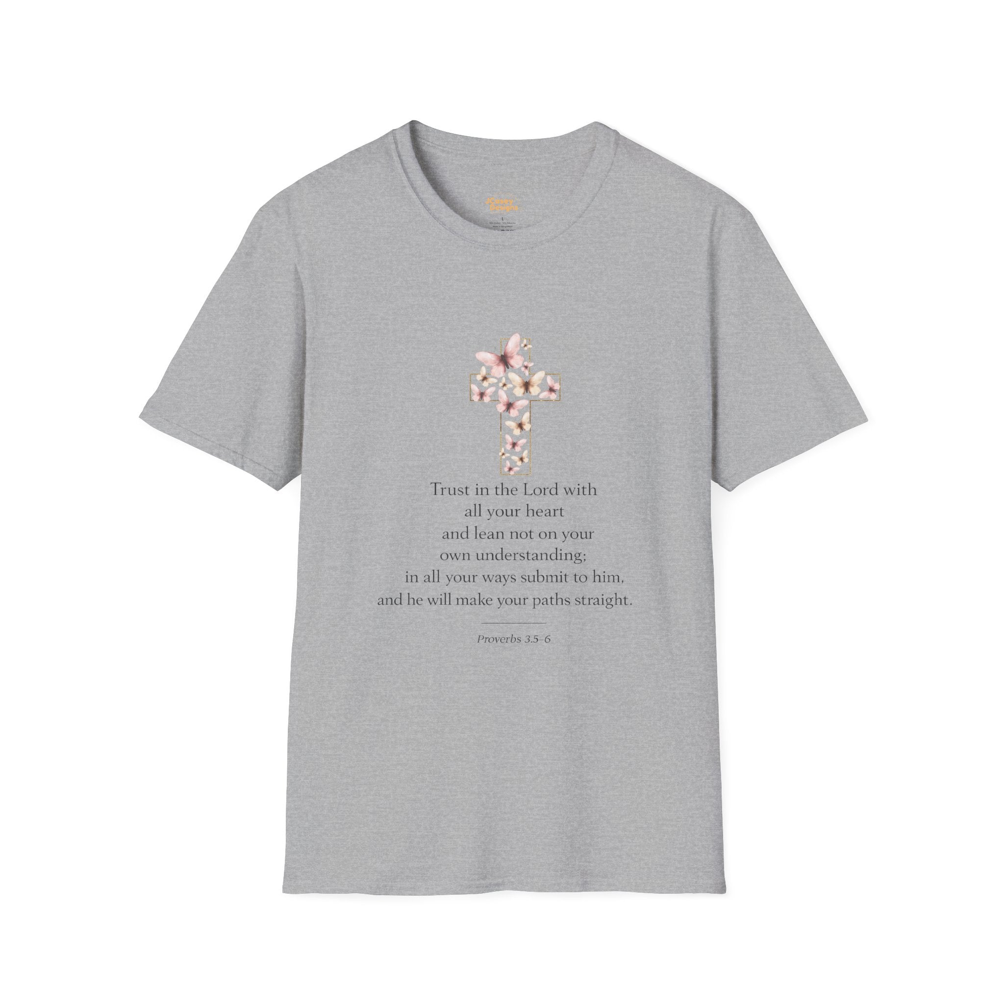 Floral Cross Scripture Tee — Trust in the Lord Christian T-Shirt
