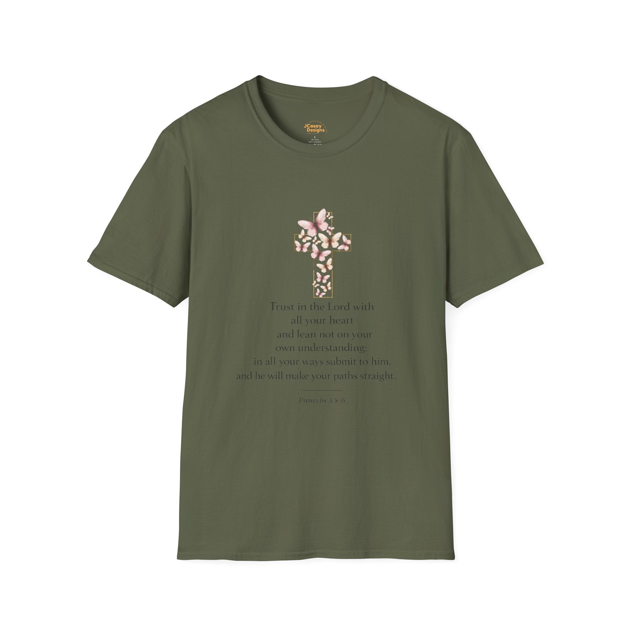 Floral Cross Scripture Tee — Trust in the Lord Christian T-Shirt