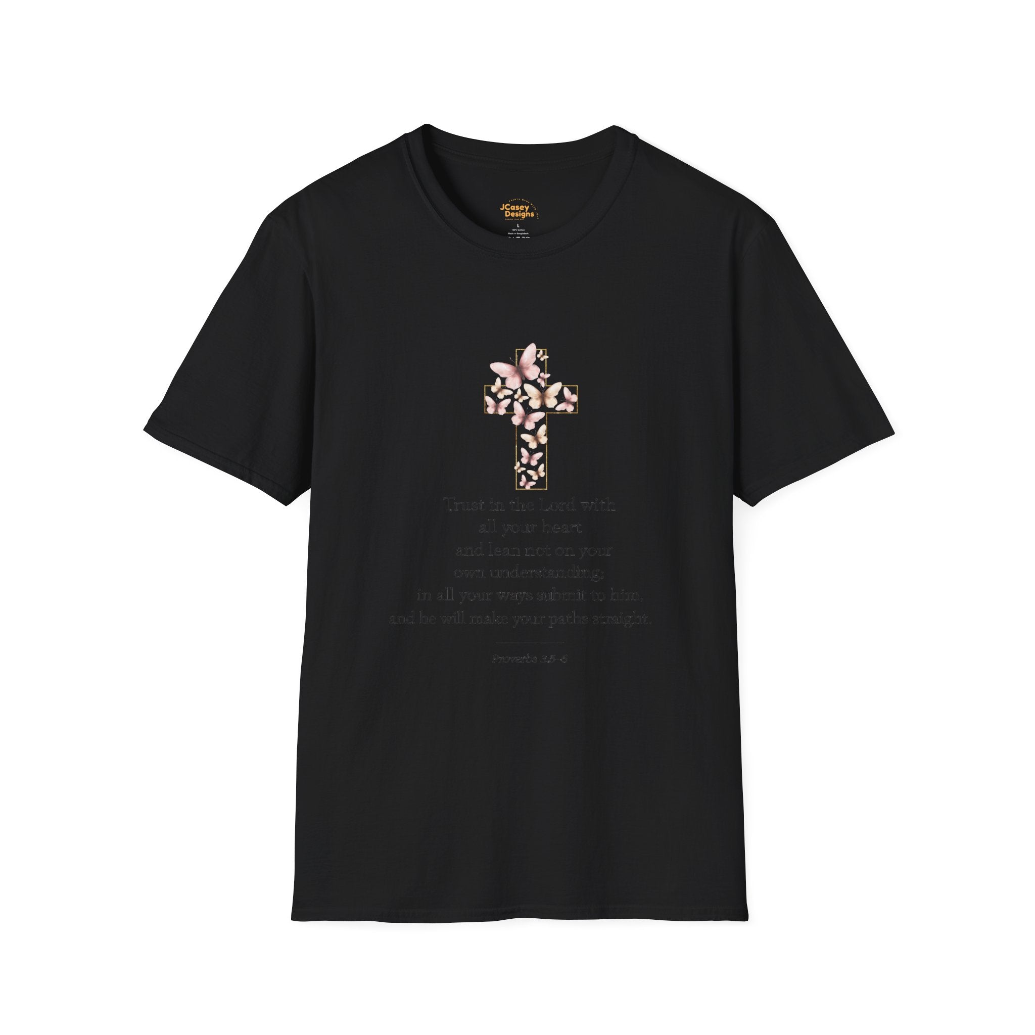 Floral Cross Scripture Tee — Trust in the Lord Christian T-Shirt