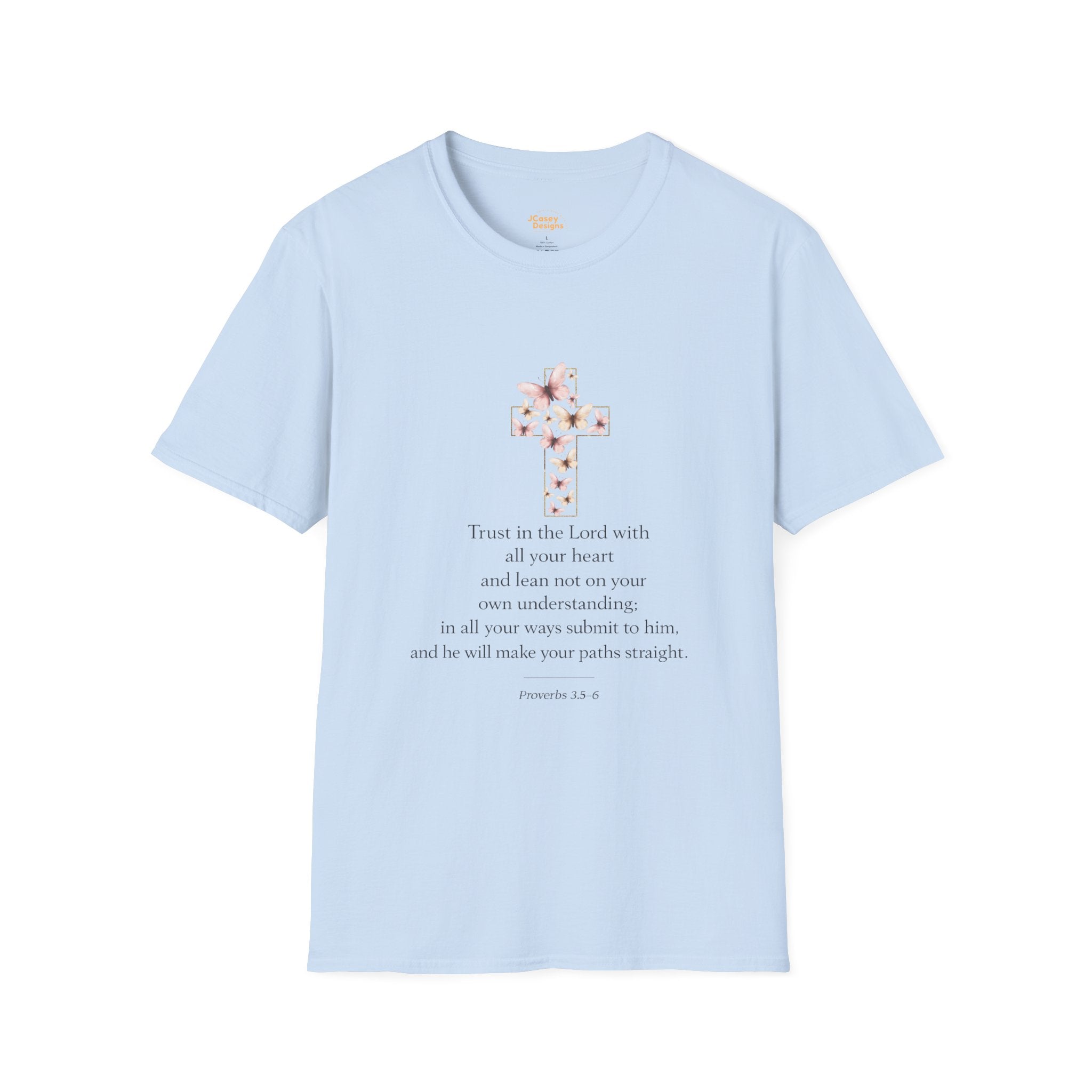 Floral Cross Scripture Tee — Trust in the Lord Christian T-Shirt