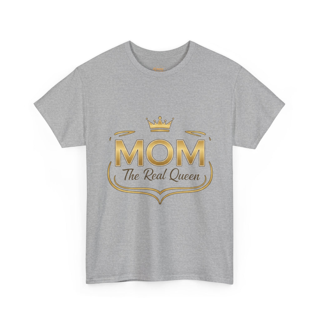 Mom The Real Queen T-Shirt – Gold Crown Mother’s Day Tee (“My Heart Is Full” on Back)