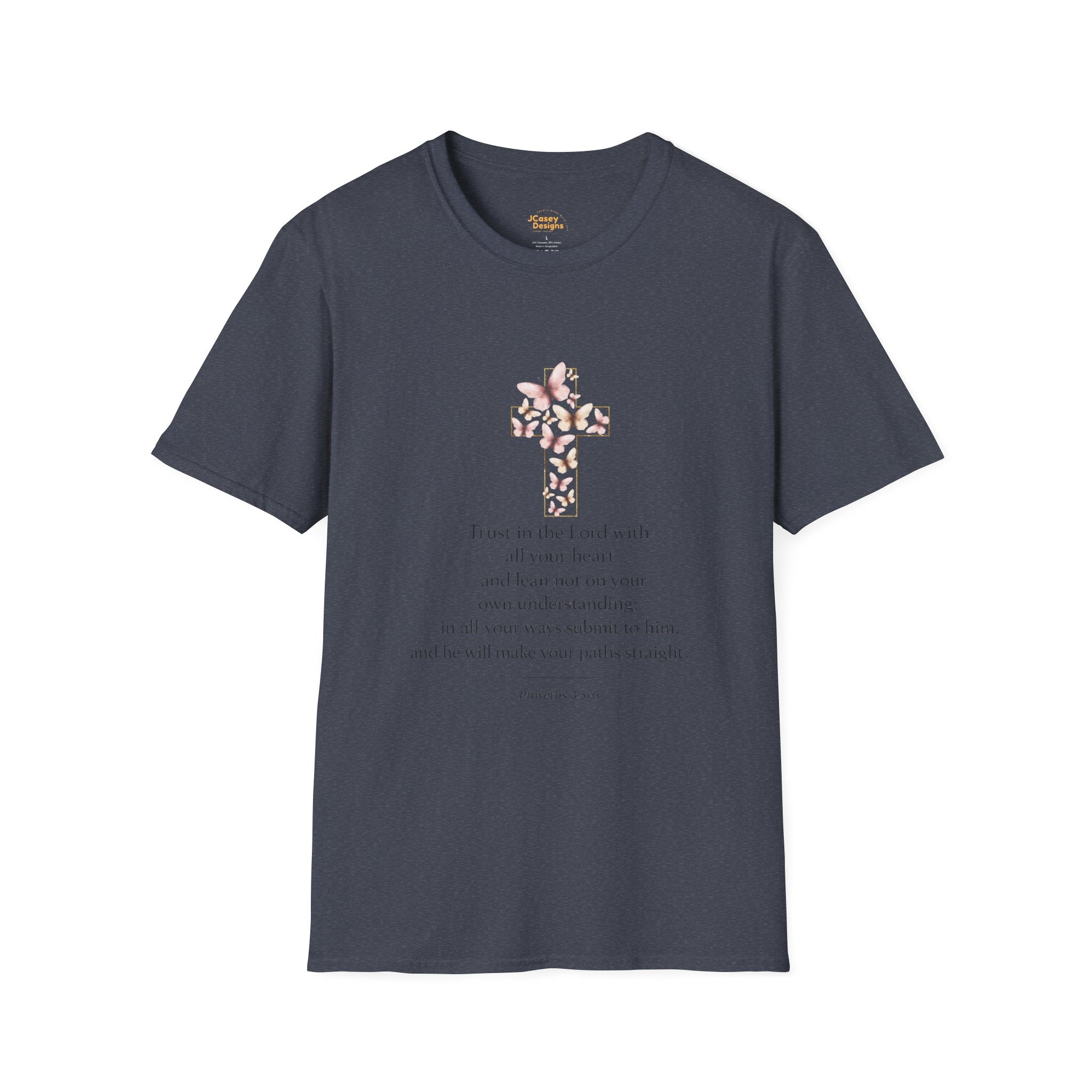 Floral Cross Scripture Tee — Trust in the Lord Christian T-Shirt