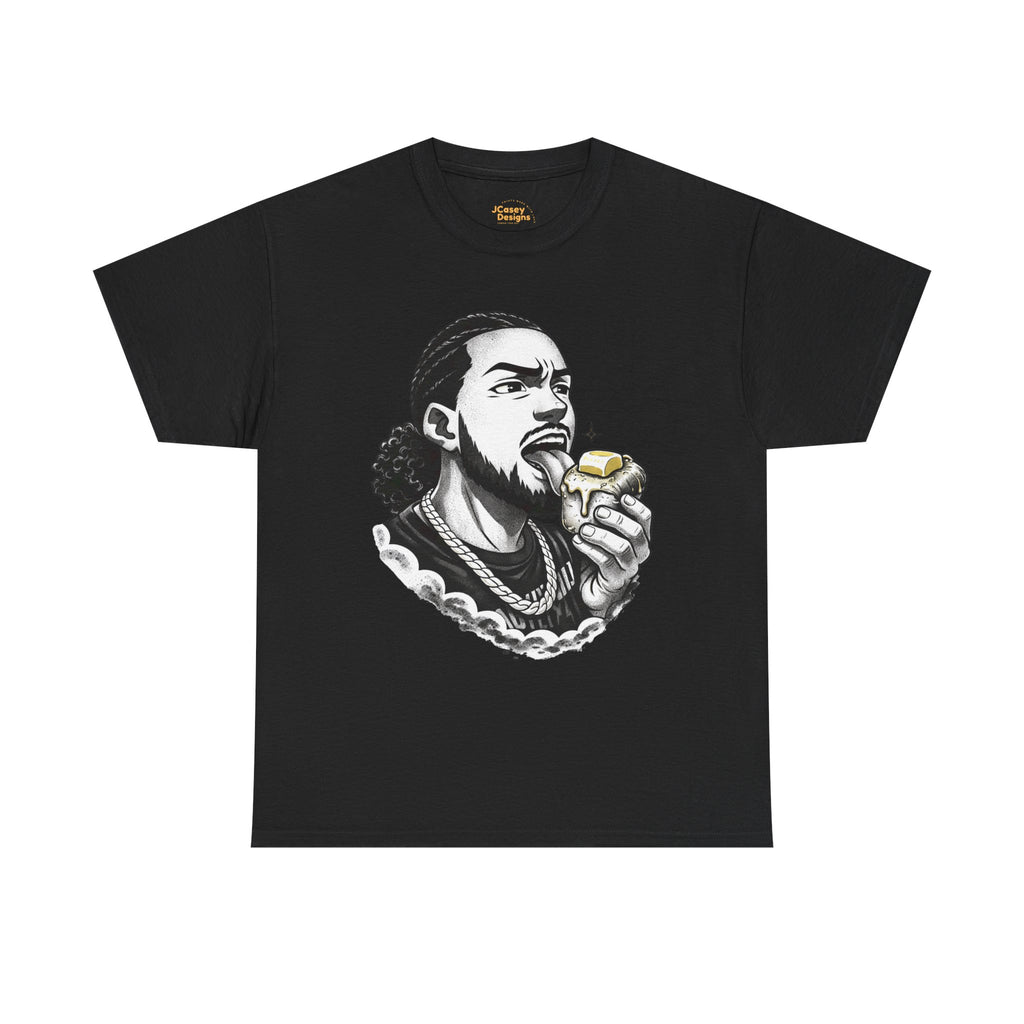 Graphic Tee — 'I Lick Your Rolls' Retro Hip-Hop Portrait T-Shirt