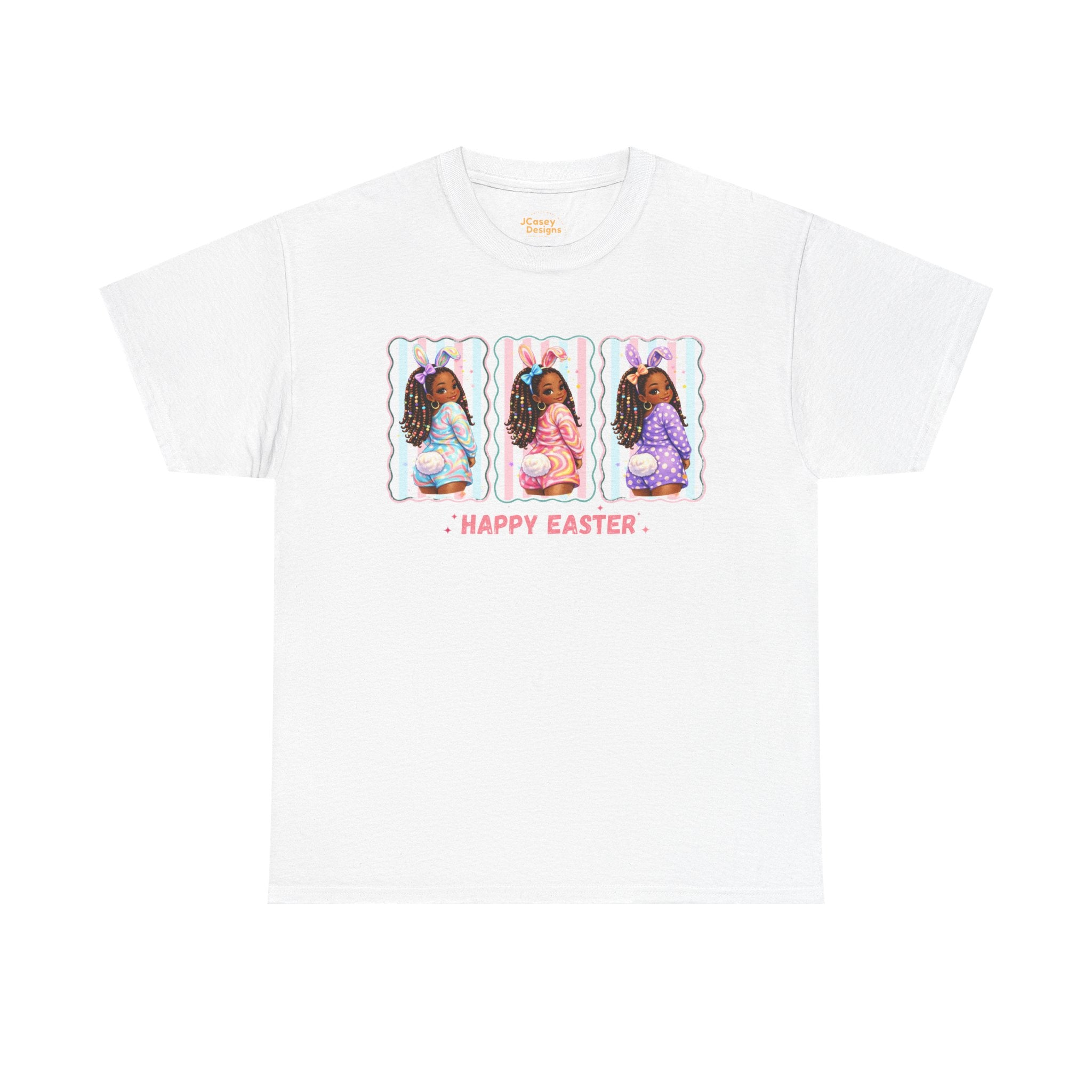 Easter Retro Portrait Tee — "Happy Easter" Pastel Graphic T-Shirt