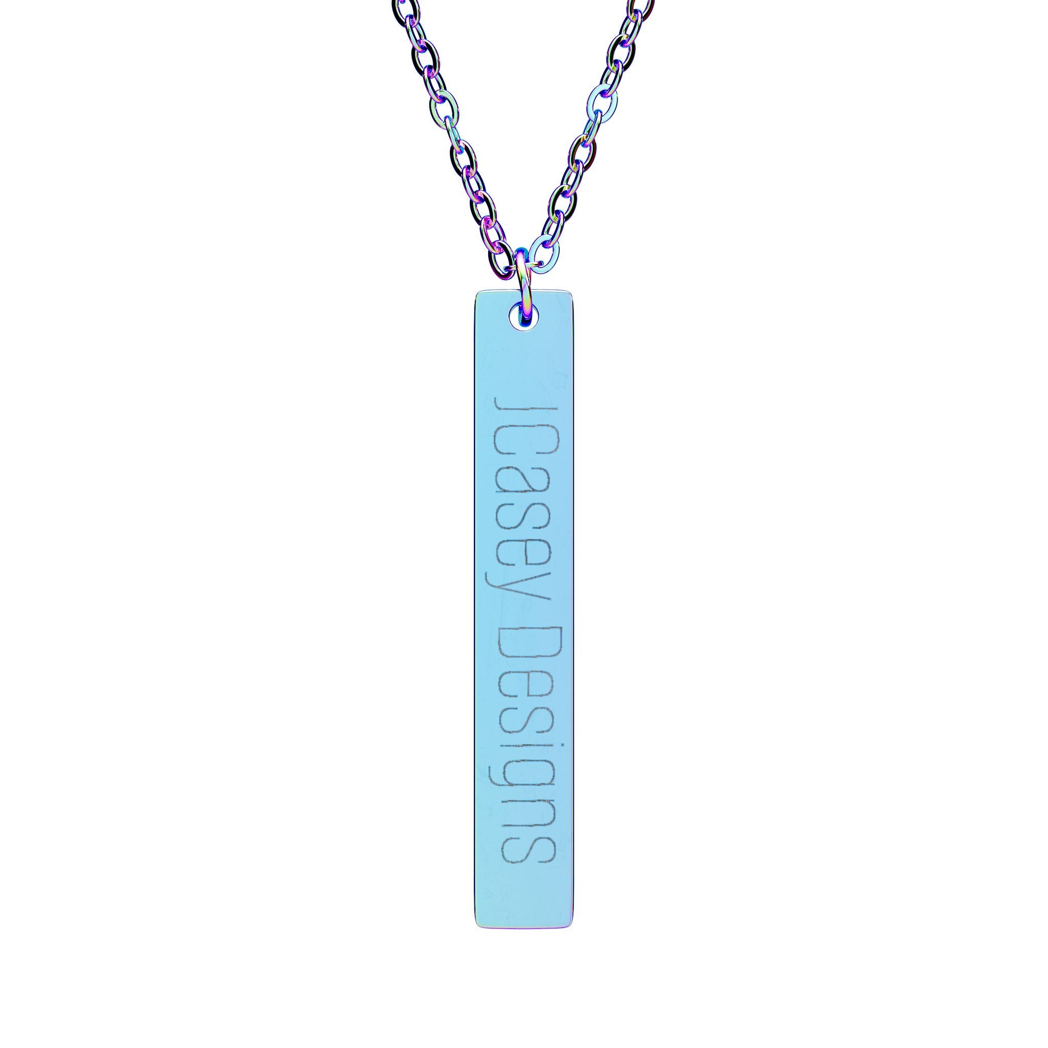 Engraved Vertical Bar Necklace — Personalized Morse Code Pendant