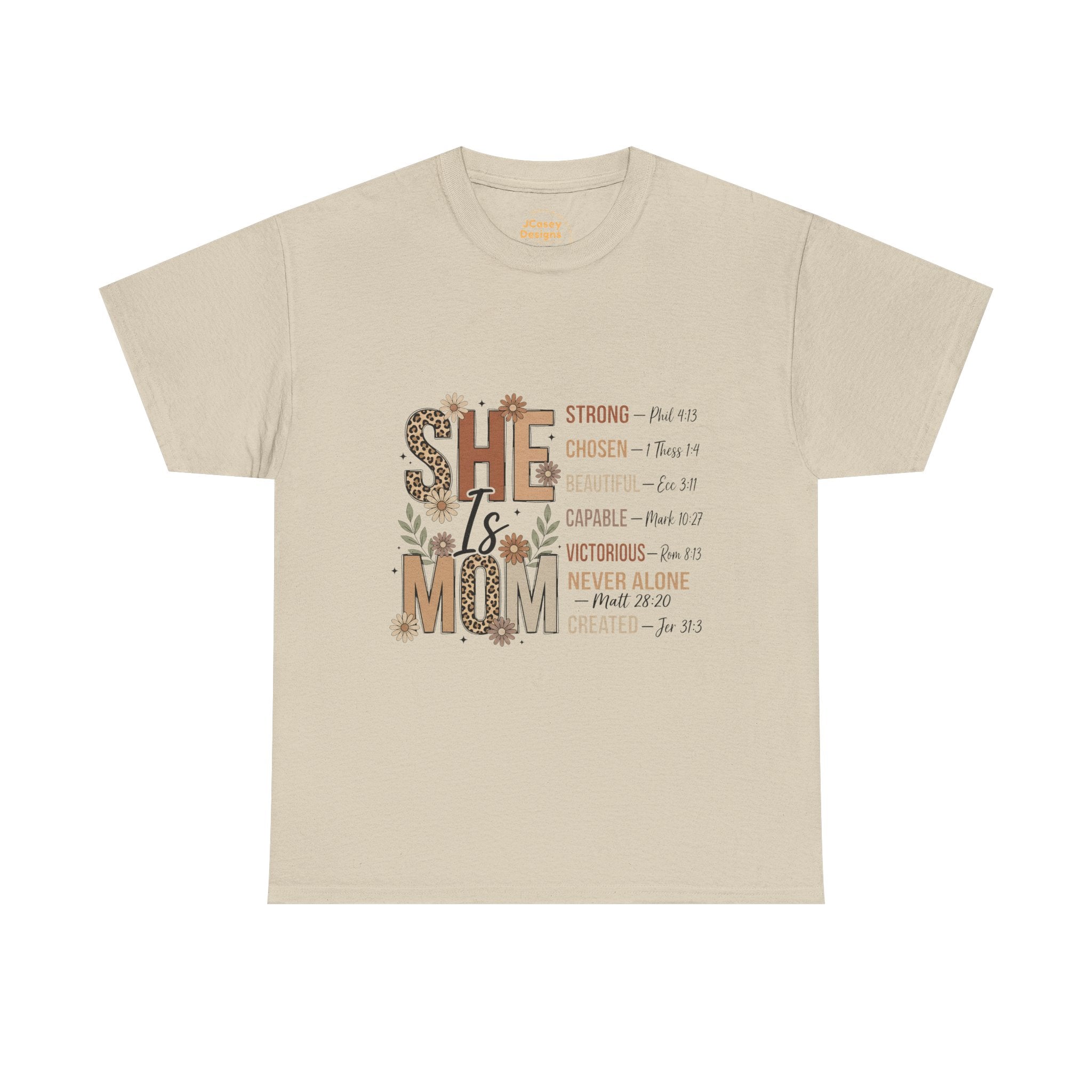 She Is Mom T-Shirt — Inspirational Christian Mama Tee ("She Is Mom" with Scripture References)