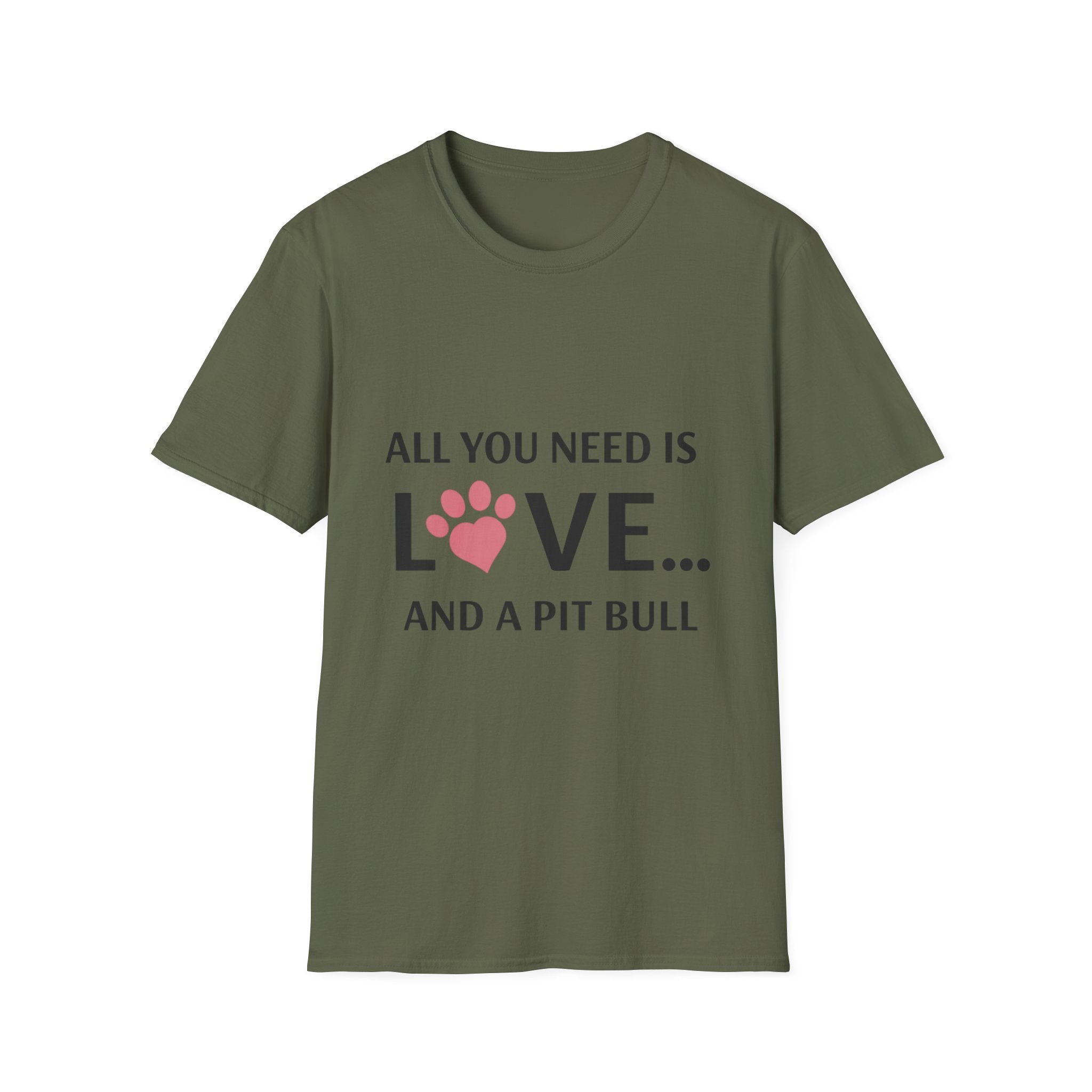 Pit Bull Love T-Shirt — "All You Need Is Love... and a Pit Bull" Dog Lover Tee