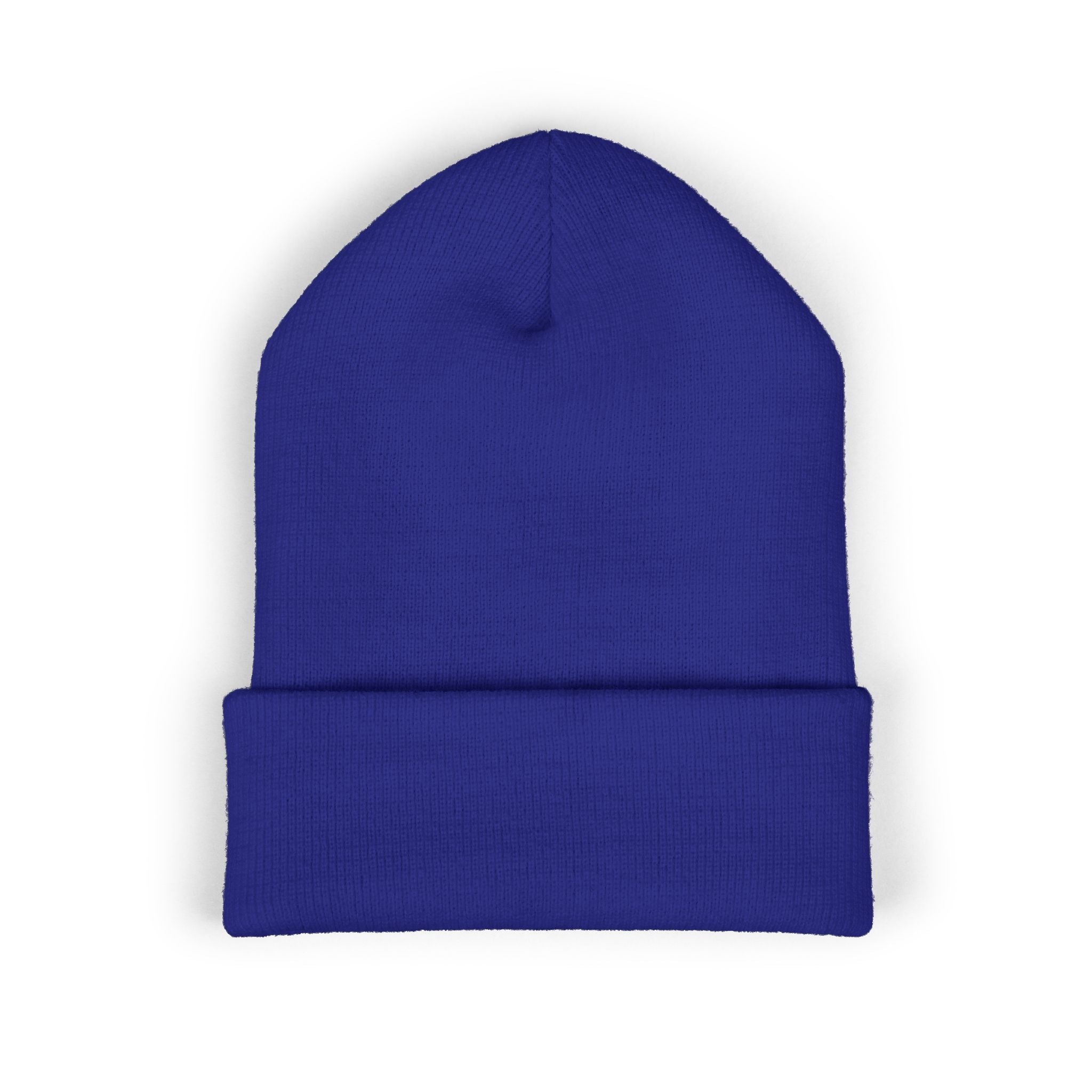 The Muse Embroidered Cuffed Beanie — Gold Script Knit Hat
