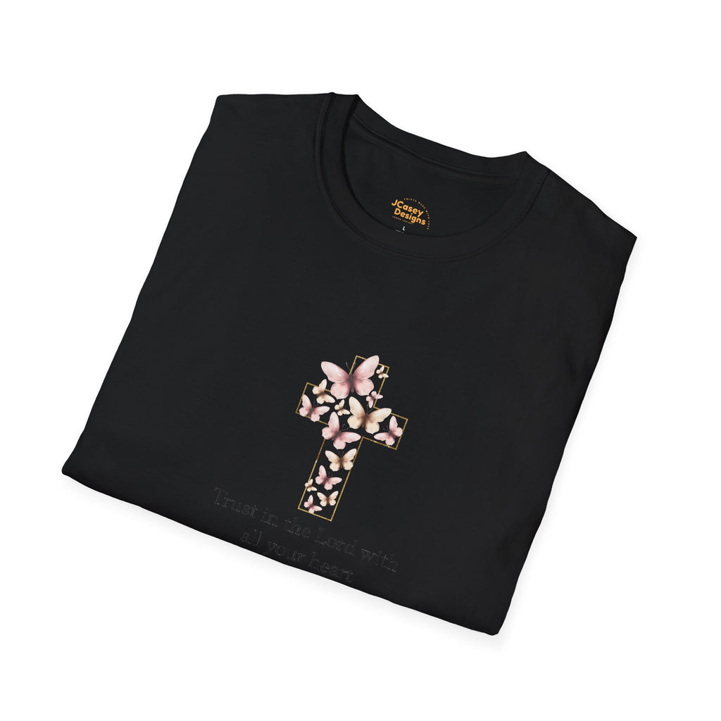 Floral Cross Scripture Tee — Trust in the Lord Christian T-Shirt