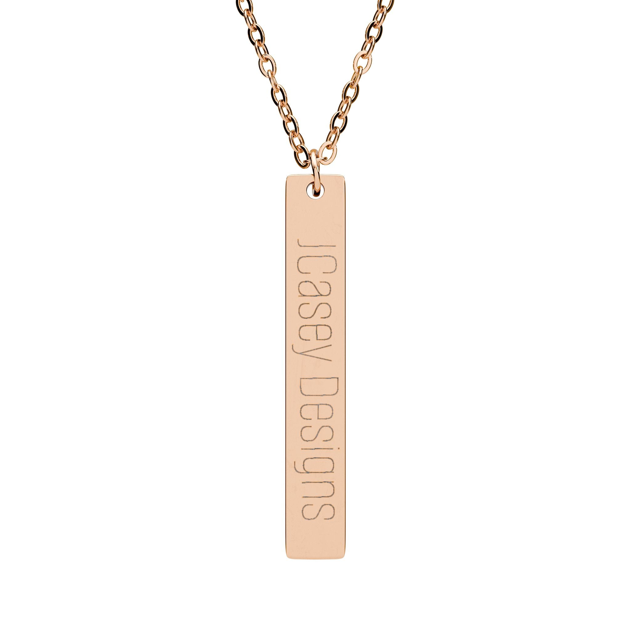 Engraved Vertical Bar Necklace — Personalized Morse Code Pendant