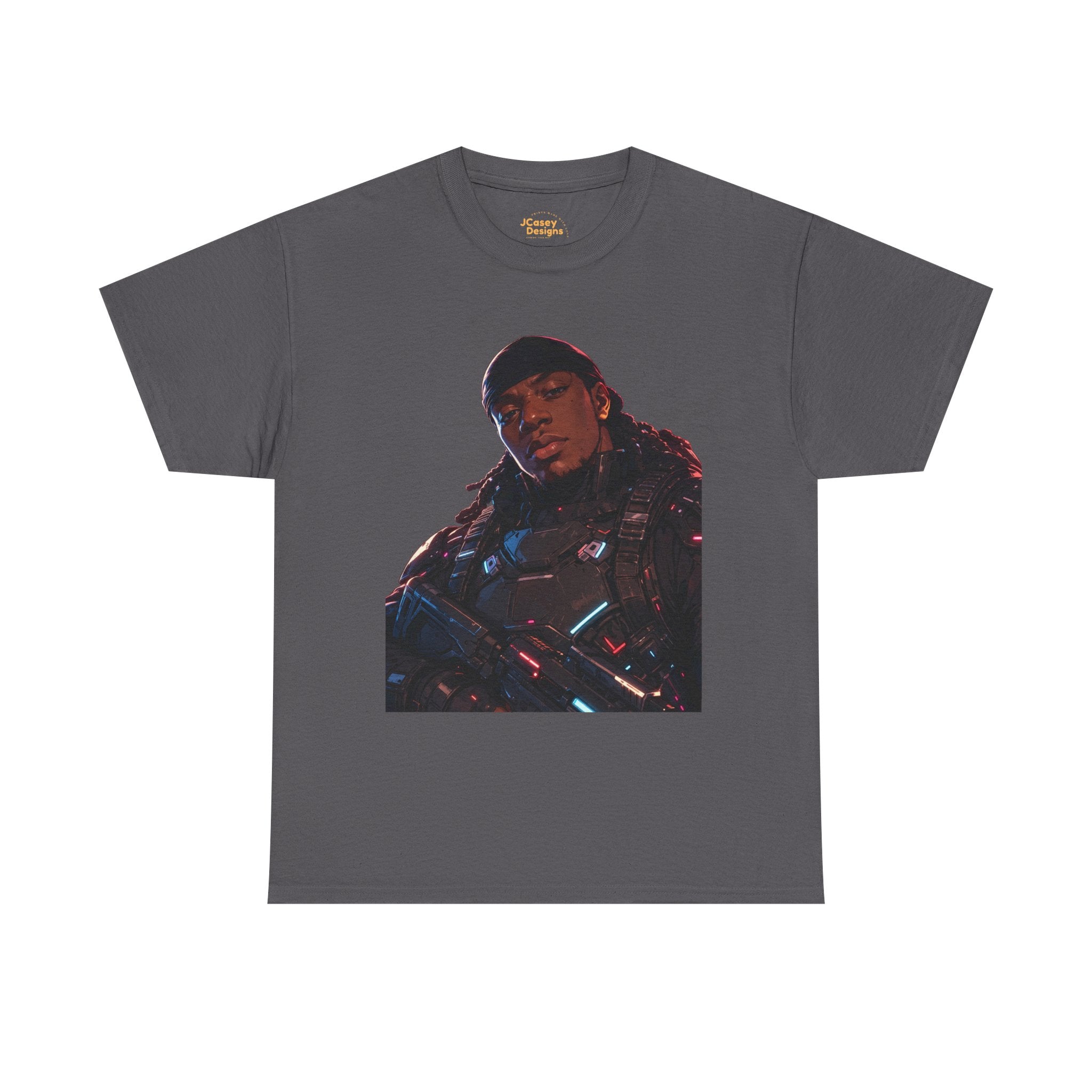 Novak Graphic Tee — Futuristic Soldier Portrait T-Shirt