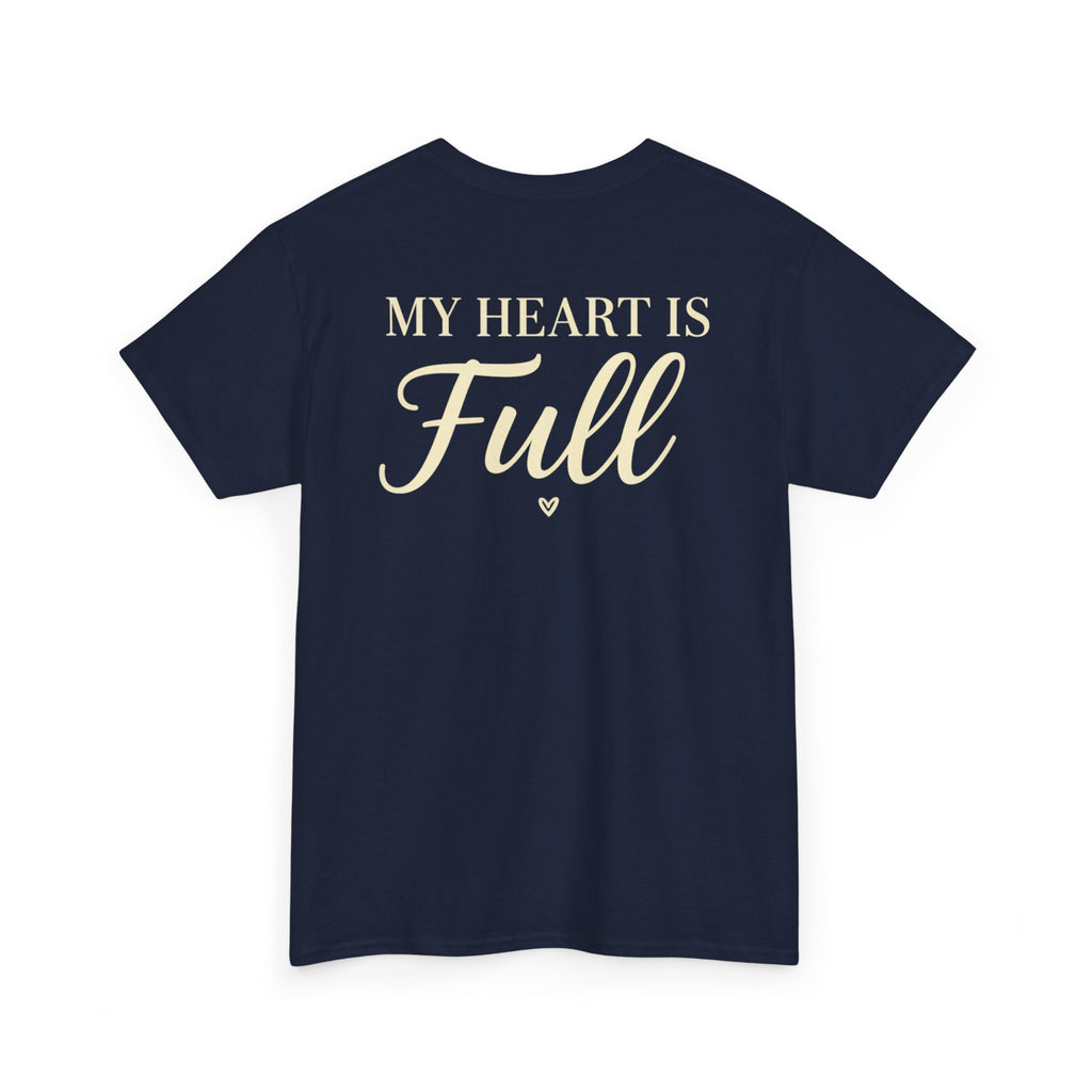 Mom The Real Queen T-Shirt – Gold Crown Mother’s Day Tee (“My Heart Is Full” on Back)