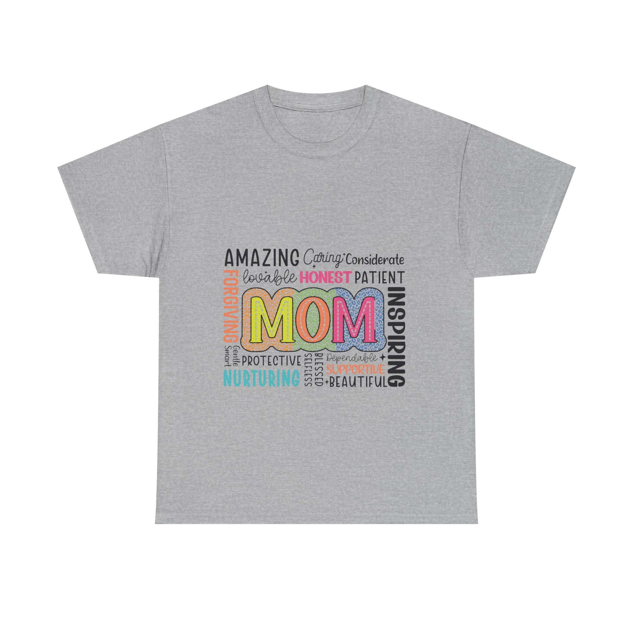 Mom Word Cloud T-Shirt – Colorful 'MOM' Typography Gift for Mother's Day