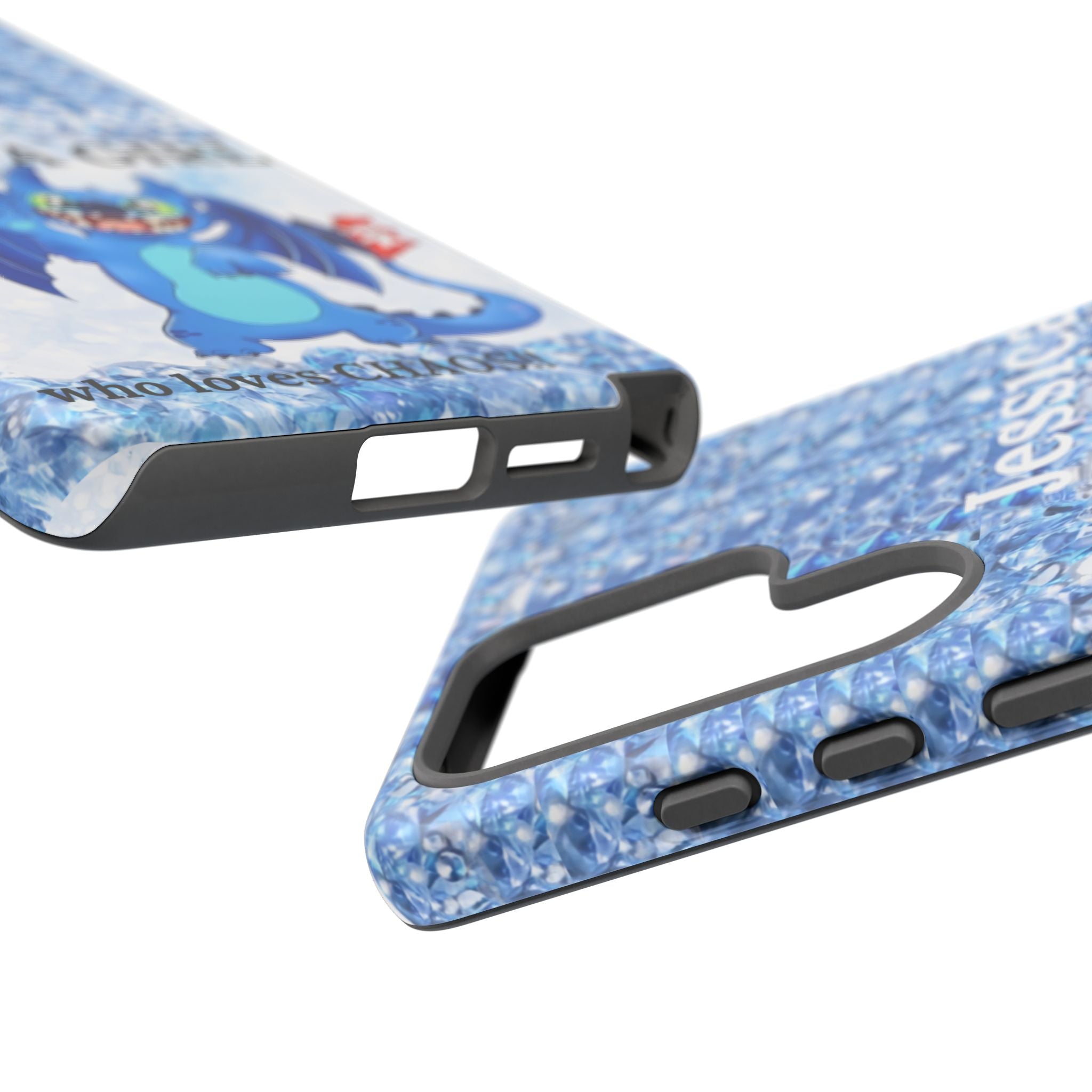 Personalized 'Jessica Just a Girl Who Loves Chaos' Blue Dragon Phone Case