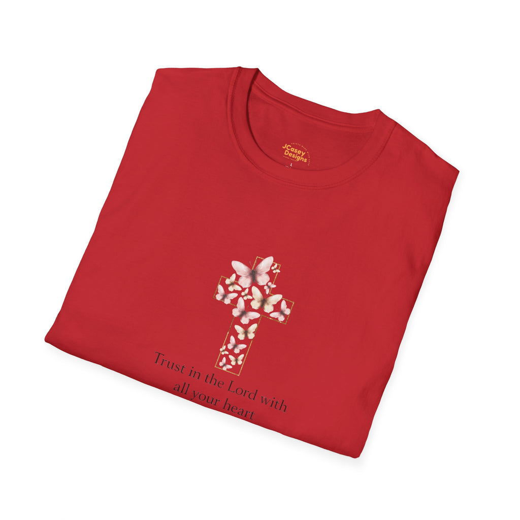 Floral Cross Scripture Tee — Trust in the Lord Christian T-Shirt