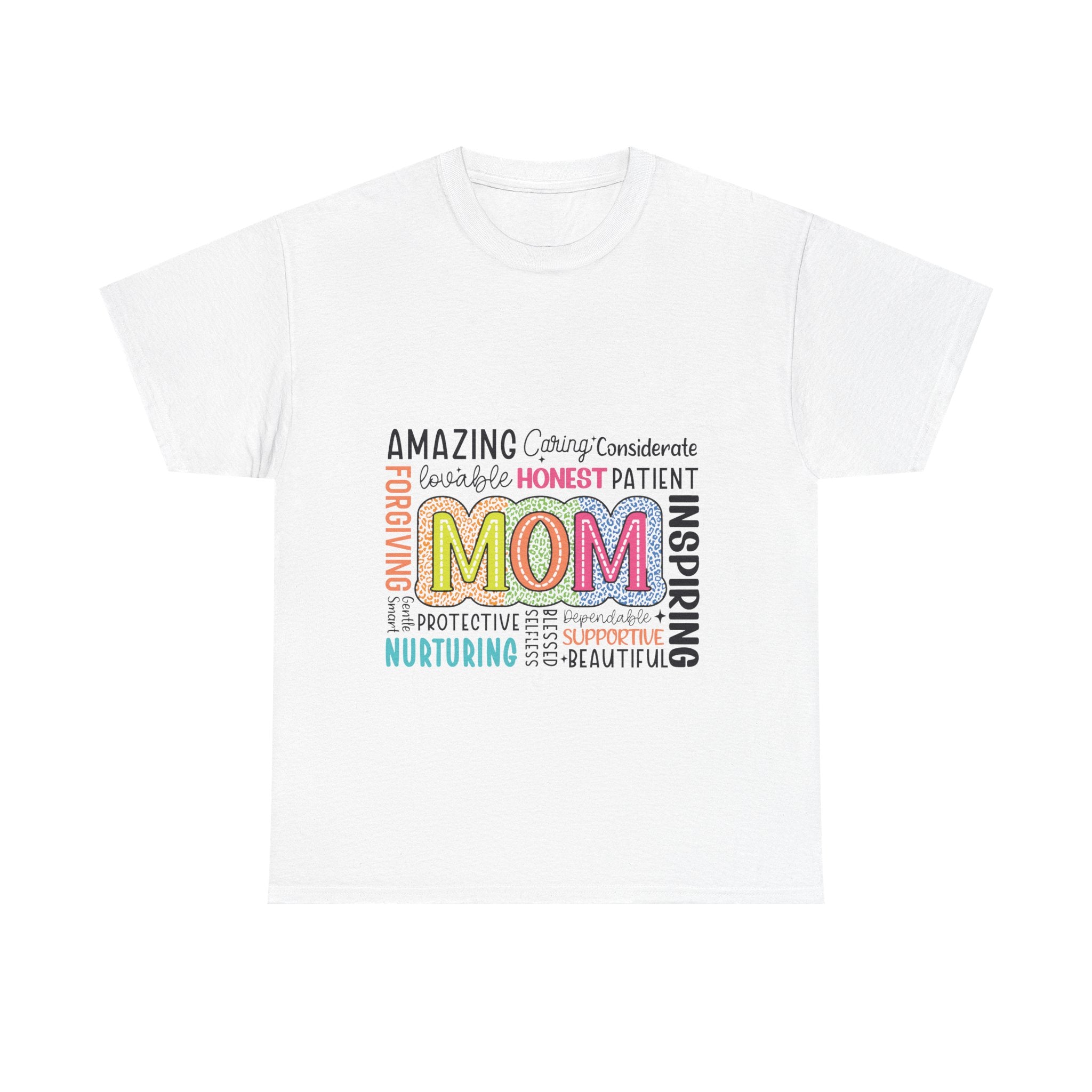 Mom Word Cloud T-Shirt – Colorful 'MOM' Typography Gift for Mother's Day