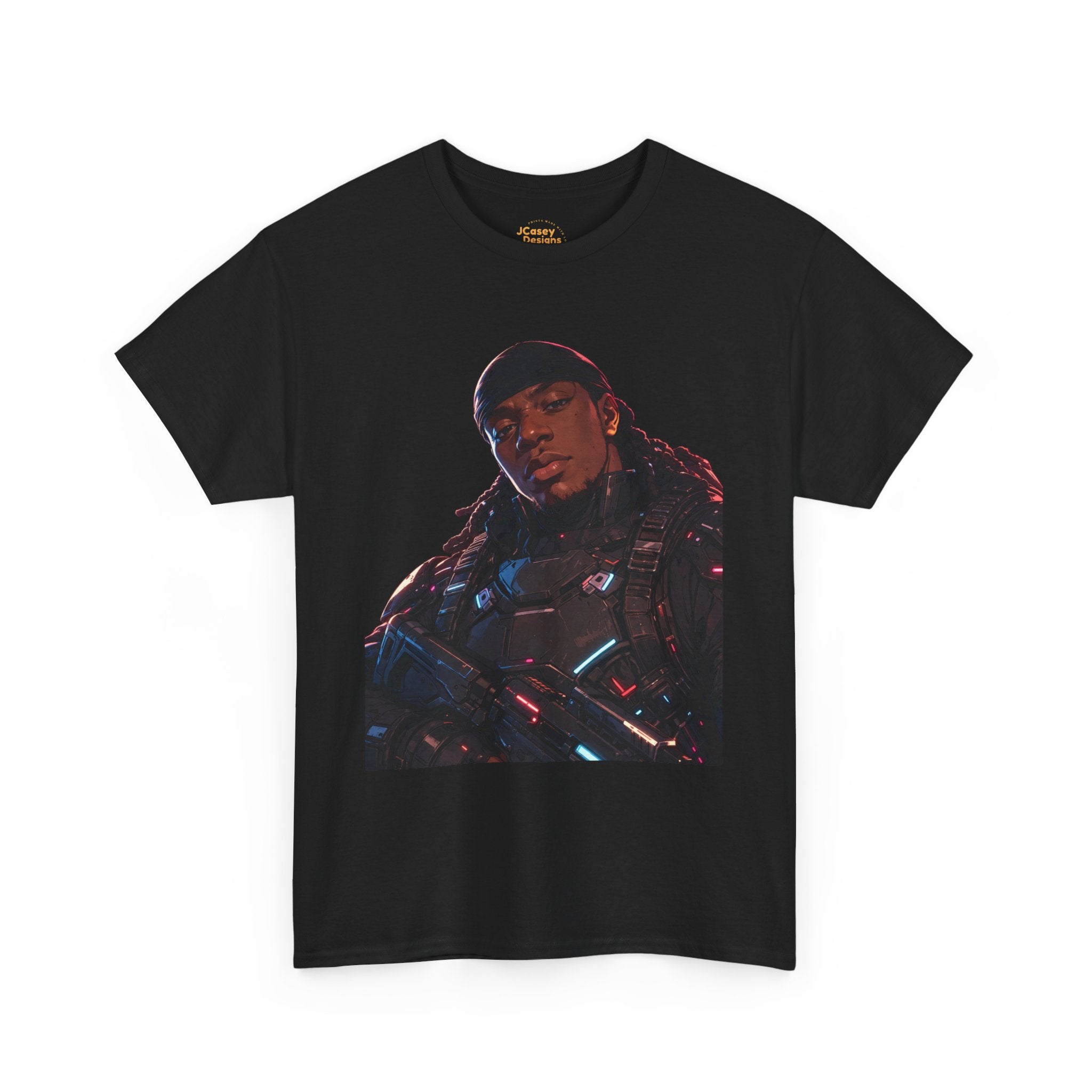 Novak Graphic Tee — Futuristic Soldier Portrait T-Shirt