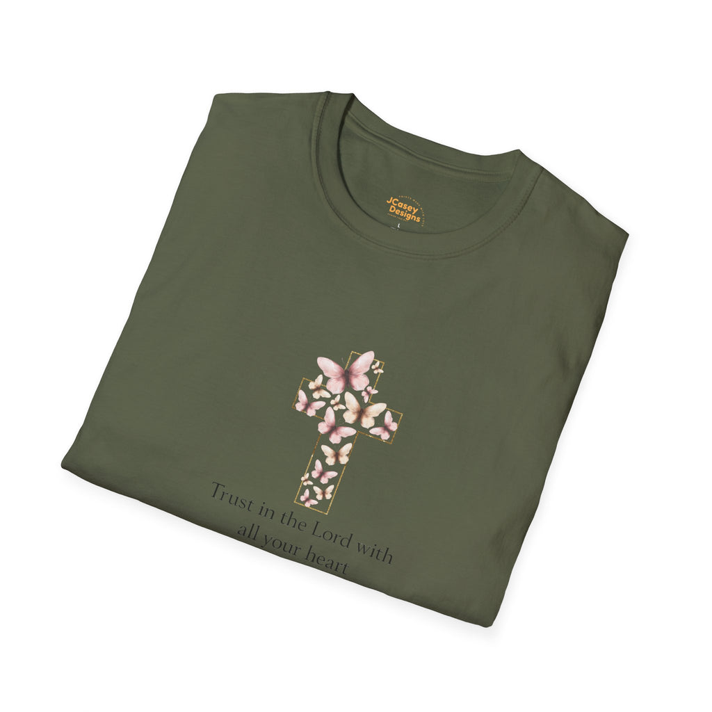 Floral Cross Scripture Tee — Trust in the Lord Christian T-Shirt