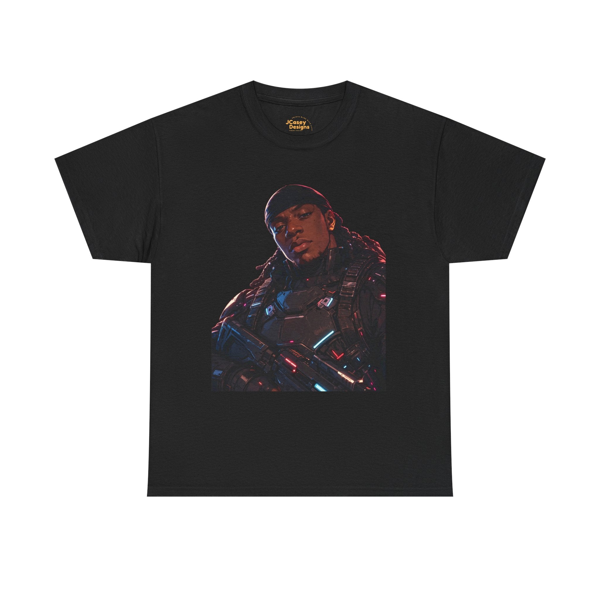 Novak Graphic Tee — Futuristic Soldier Portrait T-Shirt