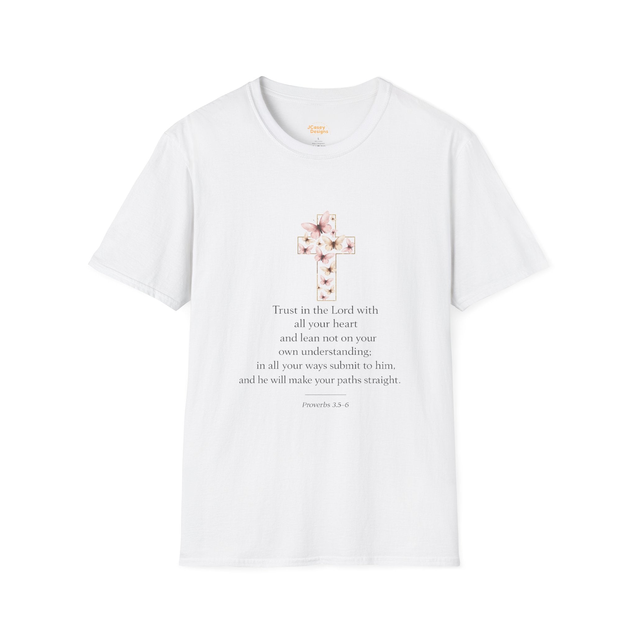 Floral Cross Scripture Tee — Trust in the Lord Christian T-Shirt