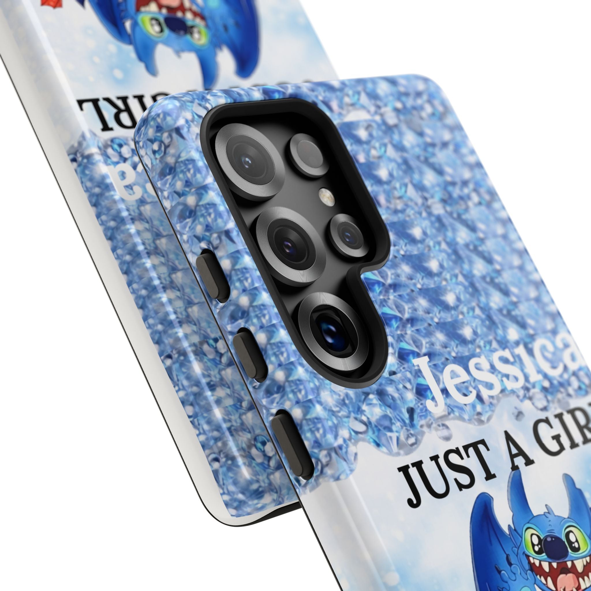 Personalized 'Jessica Just a Girl Who Loves Chaos' Blue Dragon Phone Case